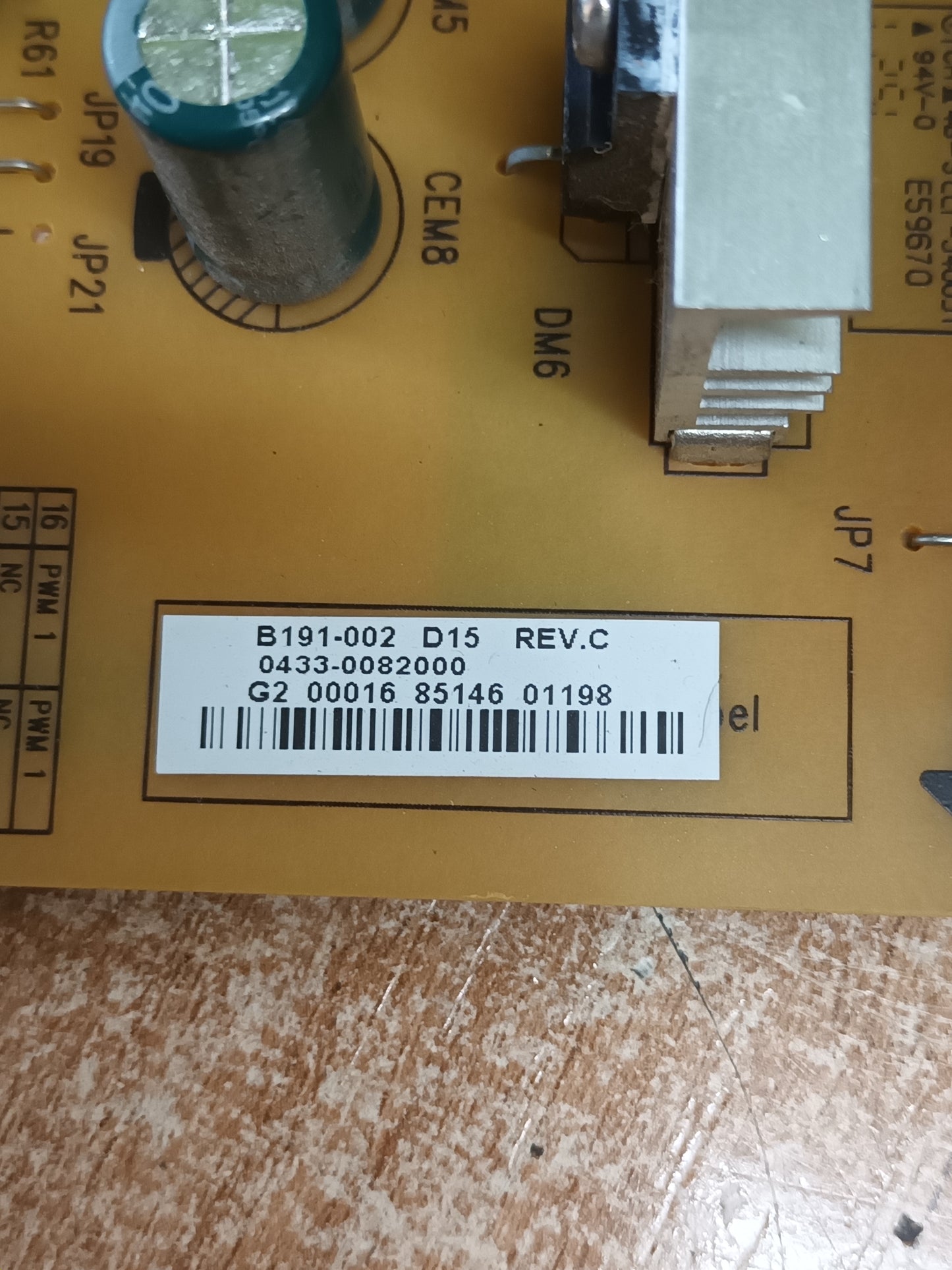 B191-002, de tv TOSHIBA 50L4333D,