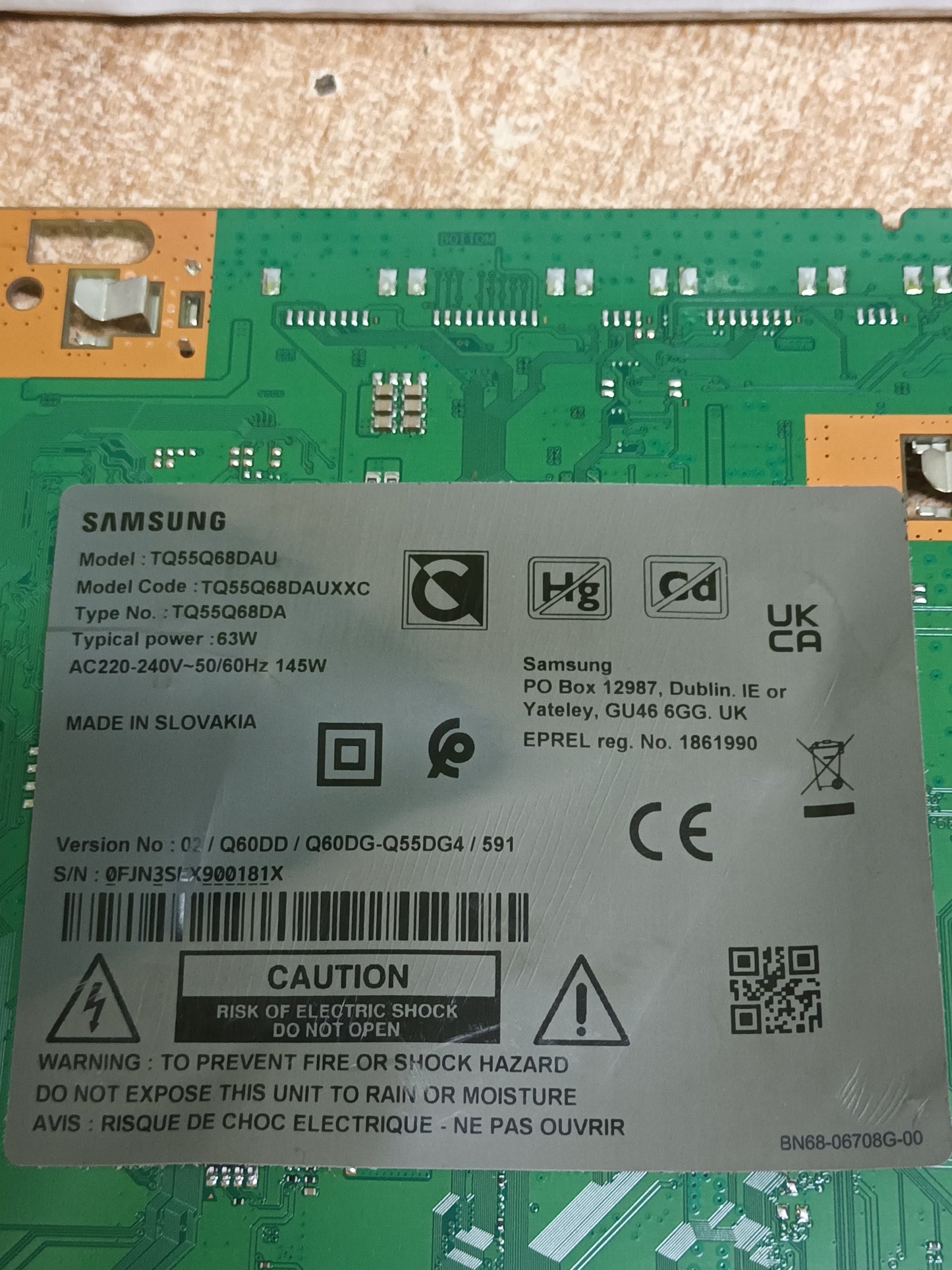 PLACA MAIN, BN94-18342P, de tv SAMSUNG TQ55Q68DAU