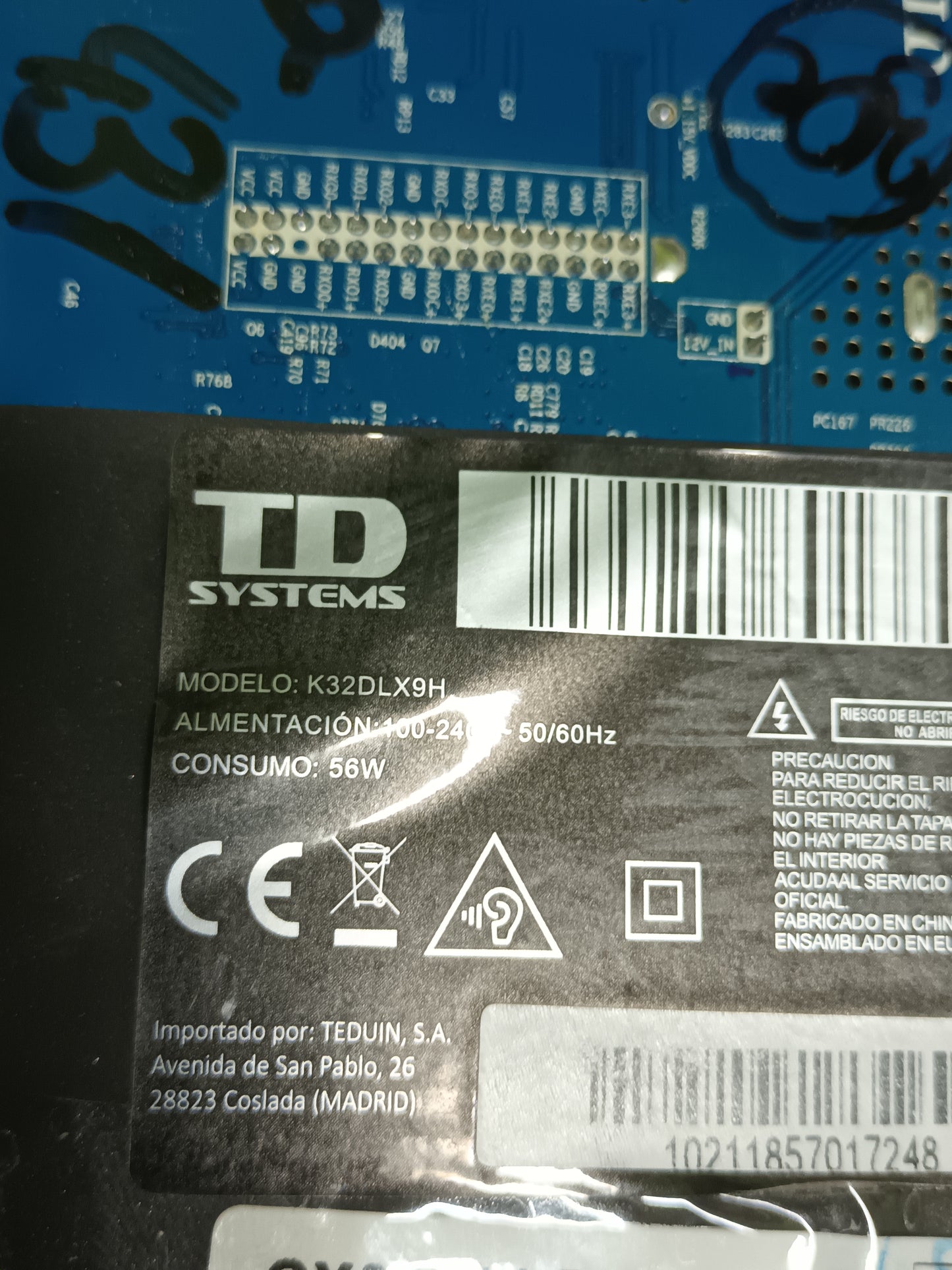 PLACA MAIN, CV3663BH-Q32, de tv TD SYSTEMS K32LDX9H