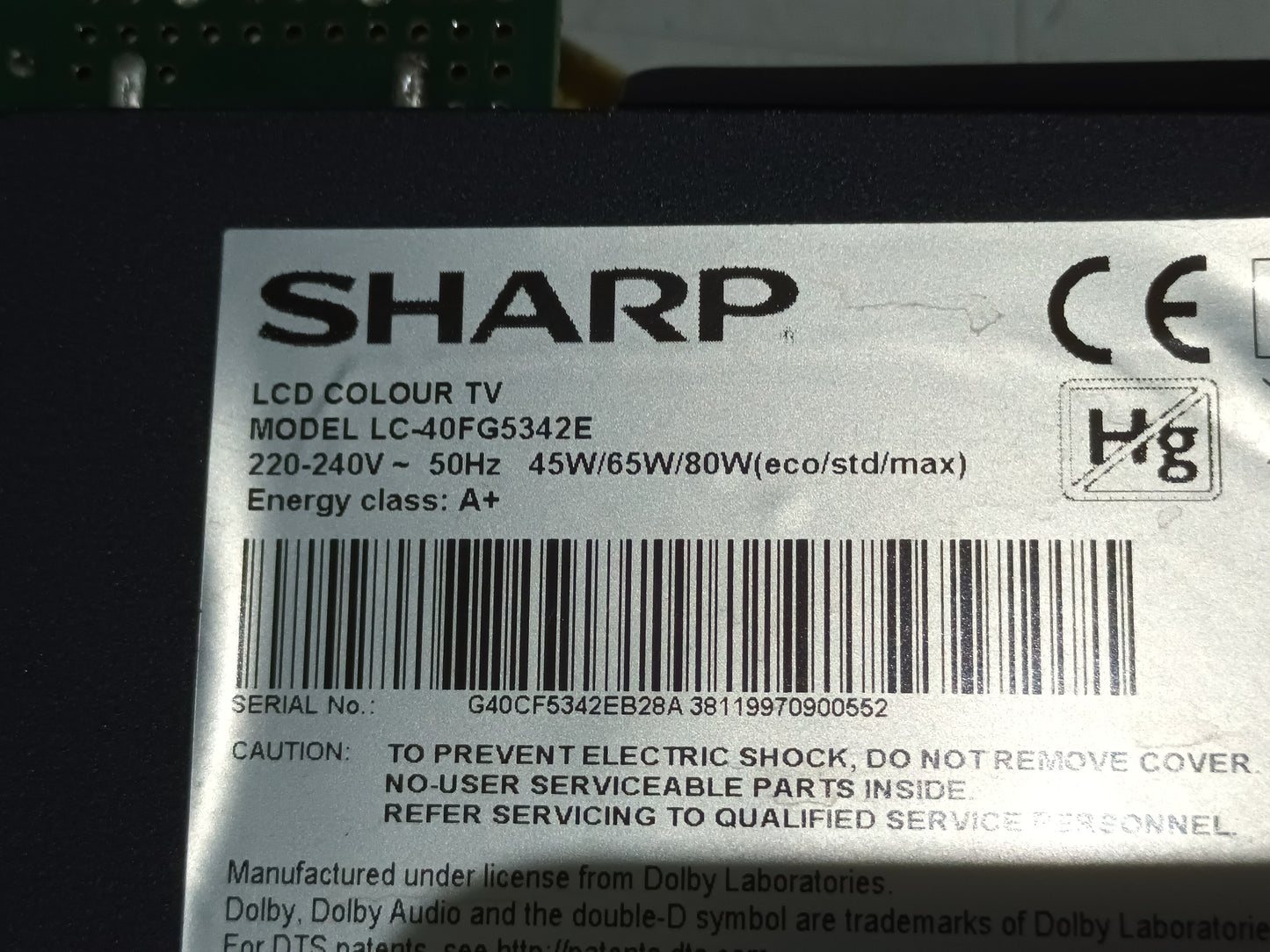 SHARP LC-40FG5342E, KIT 3 TIRAS LED (ref,125)