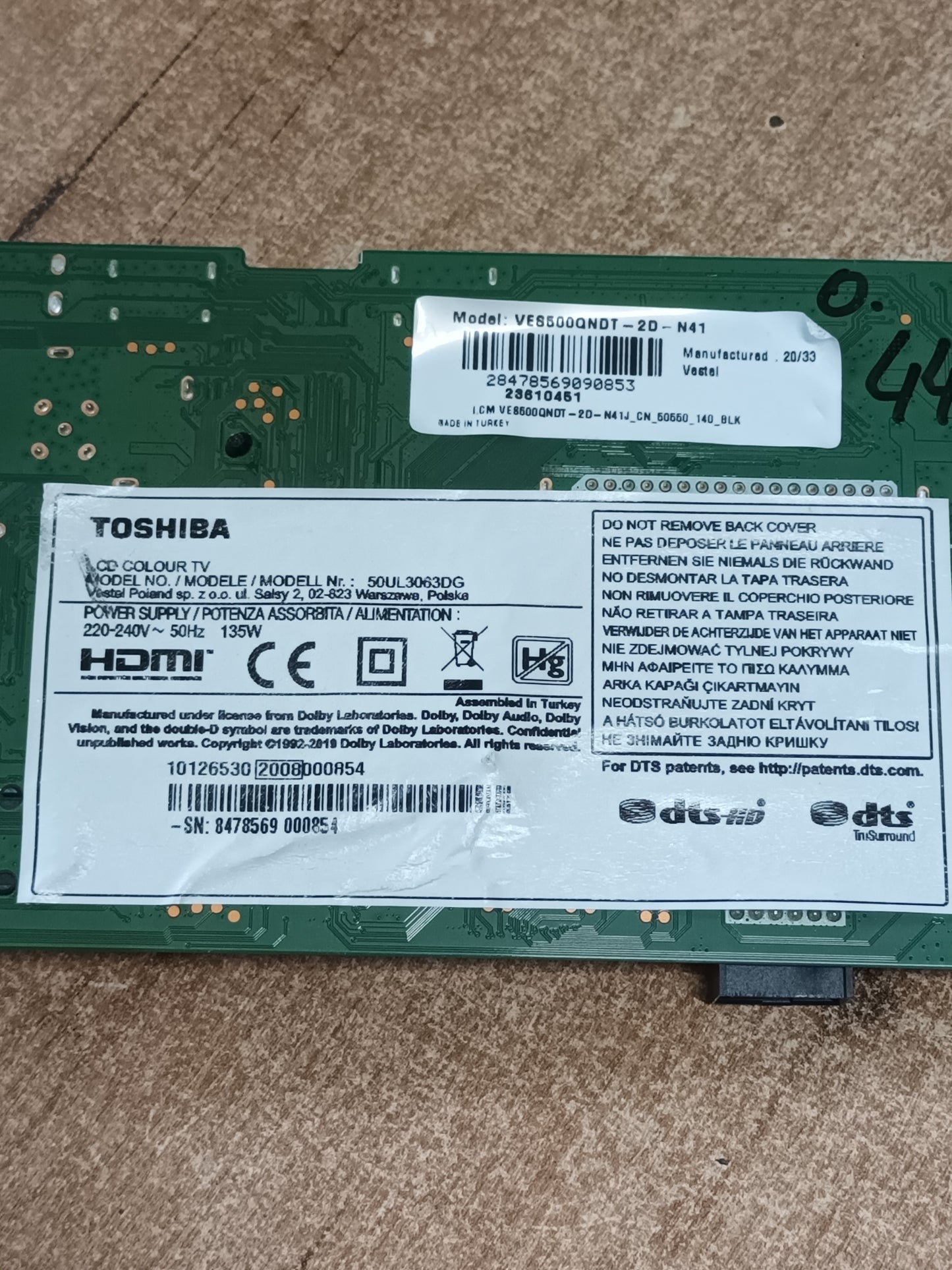 PLACA MAIN, 17MB230, de TV DAEWO TOSHIBA 50UL3063DG,