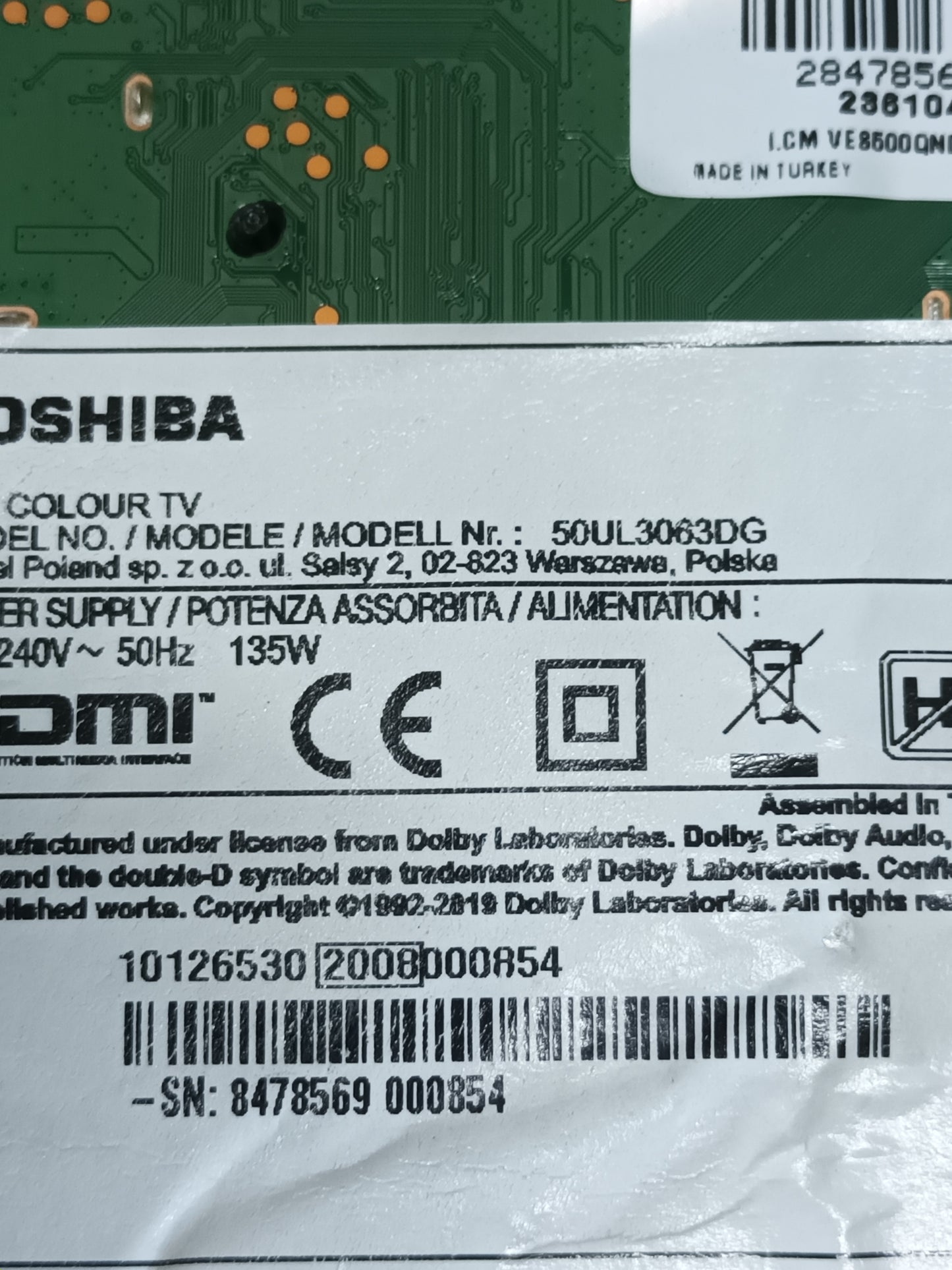 PLACA MAIN, 17MB230, de TV DAEWO TOSHIBA 50UL3063DG,
