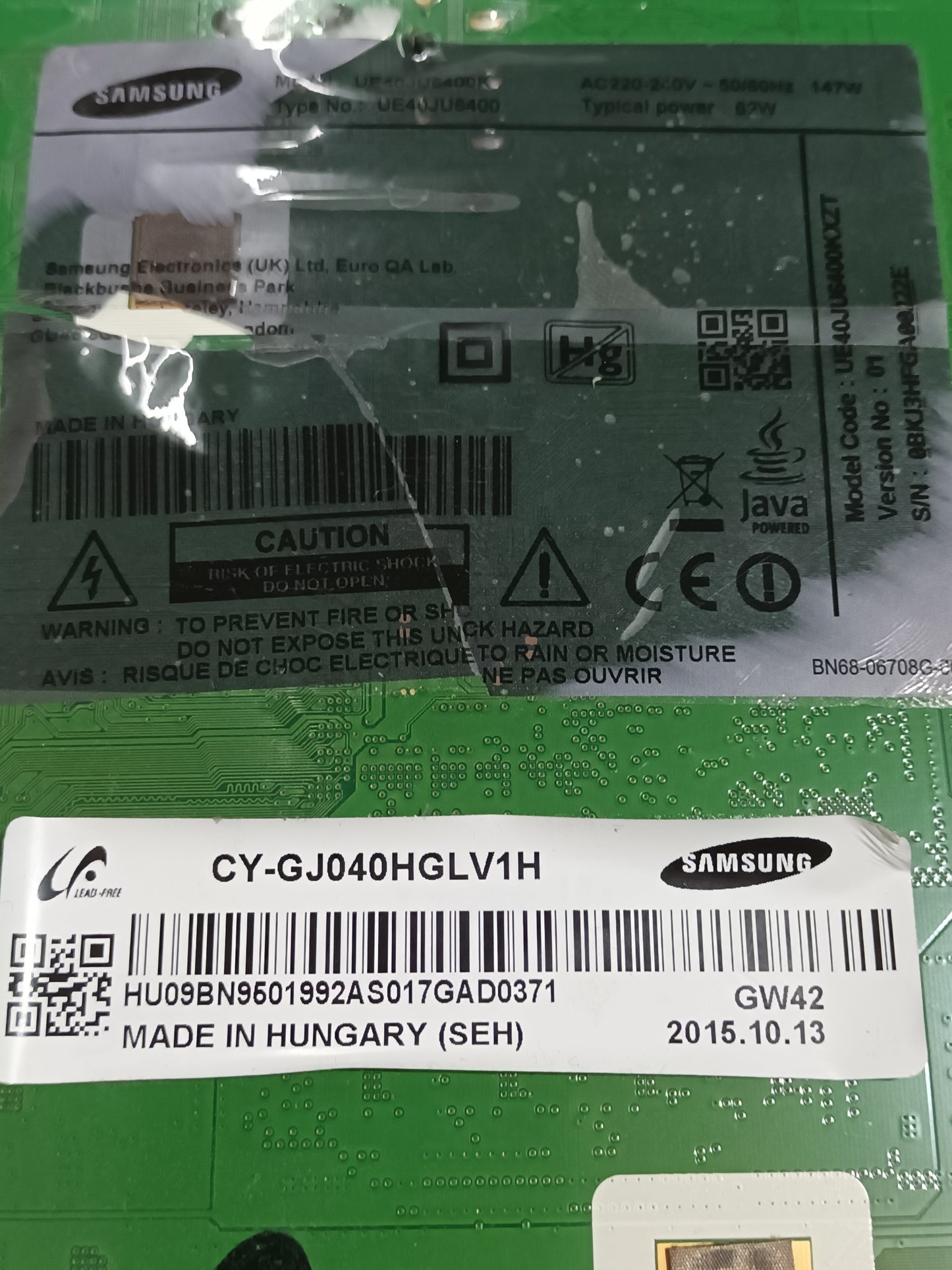 PLACA MAIN, BN41-02344D, BN94-10159J , de TV SAMSUNG UE40JU6400K,