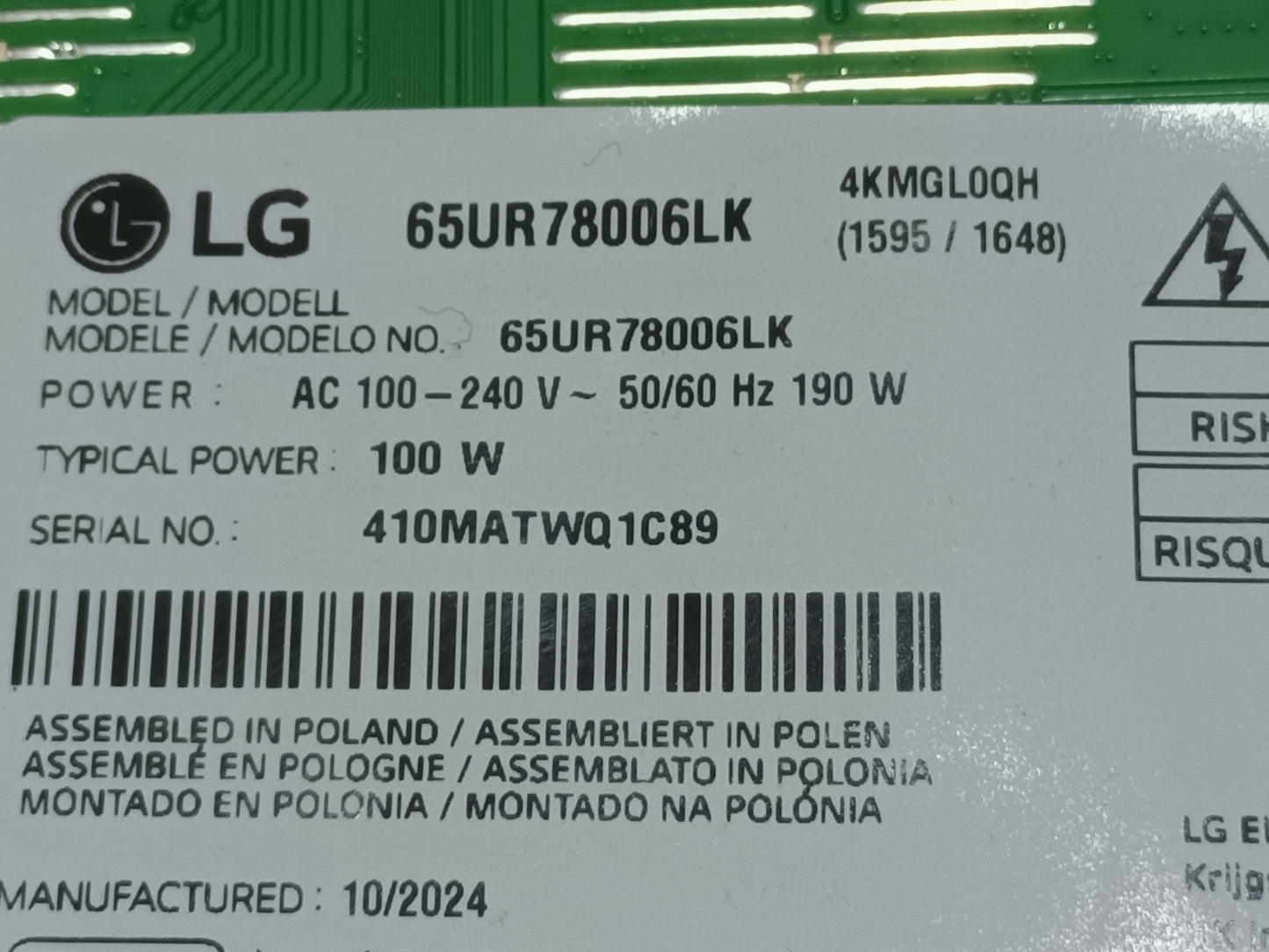 KIT 8 tiras de retroiluminación, NUEVAS de LG65UR78006LK