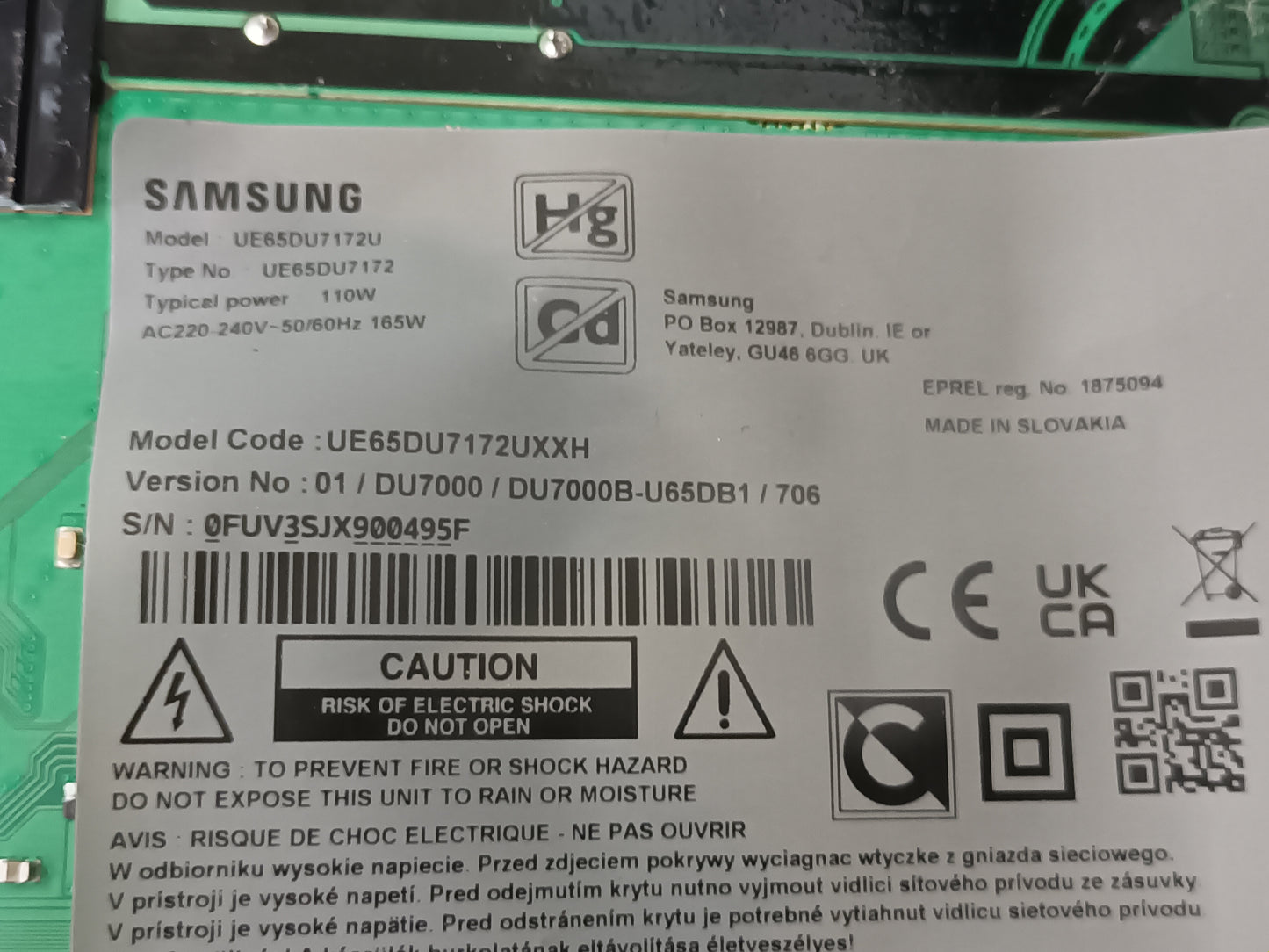 UE65DU7172U, componentes TV NUEVOS, (ref-69)