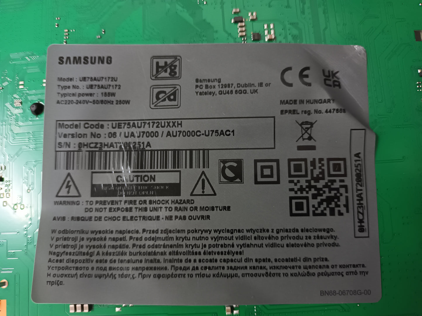 UE75AU7172U, componentes NUEVOS, (ref-110)