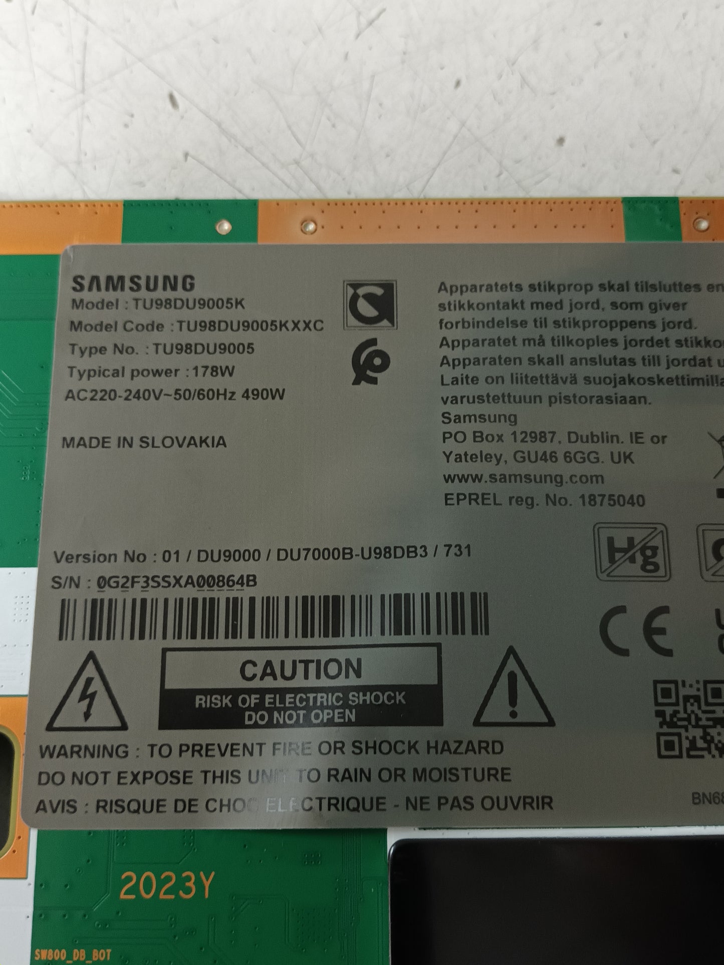 SAMSUNG TQ98DU9005K, componentes NUEVOS, (ref-63)