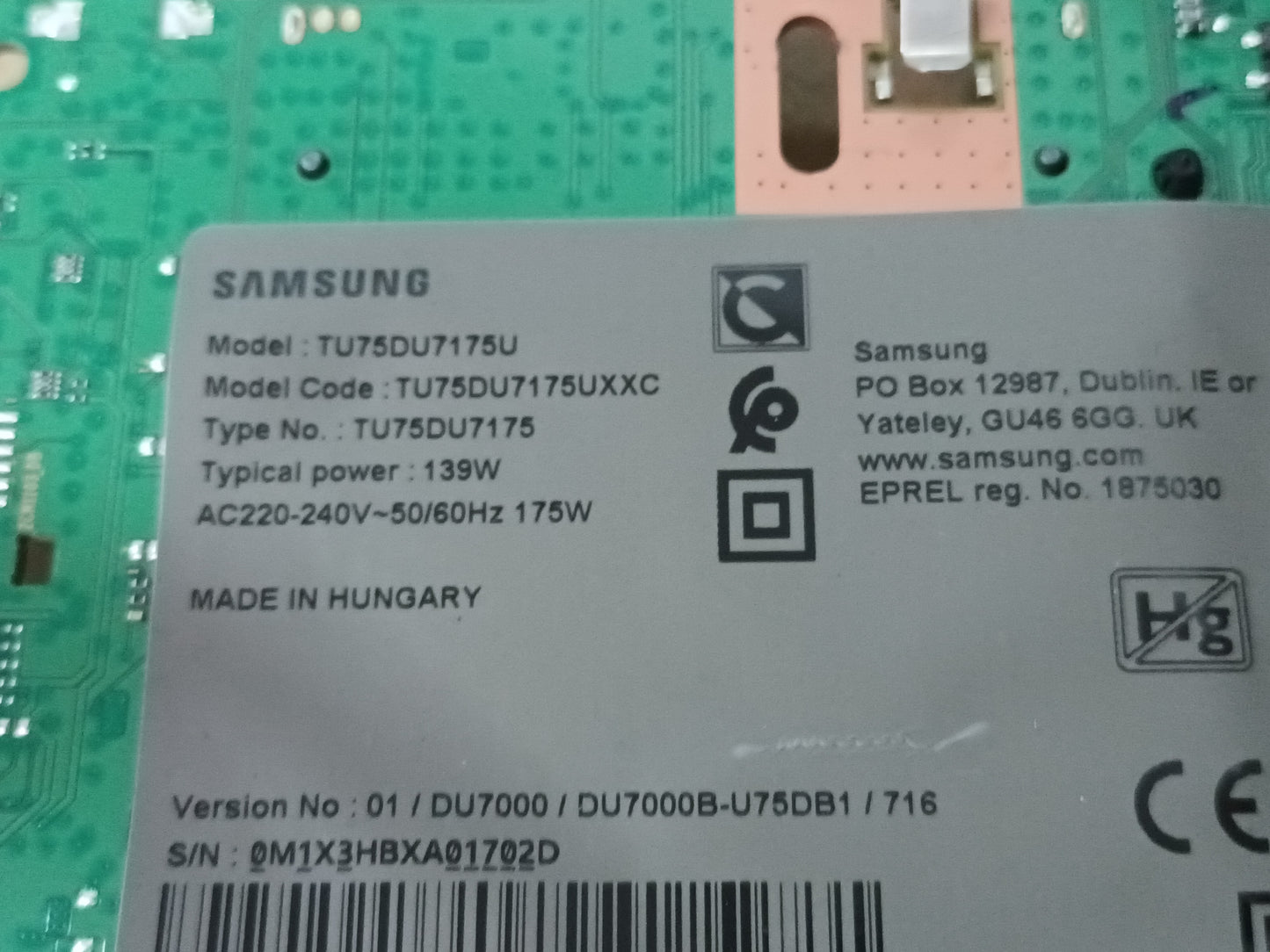 SAMSUNG TU75DU7175U, componentes TV NUEVOS,