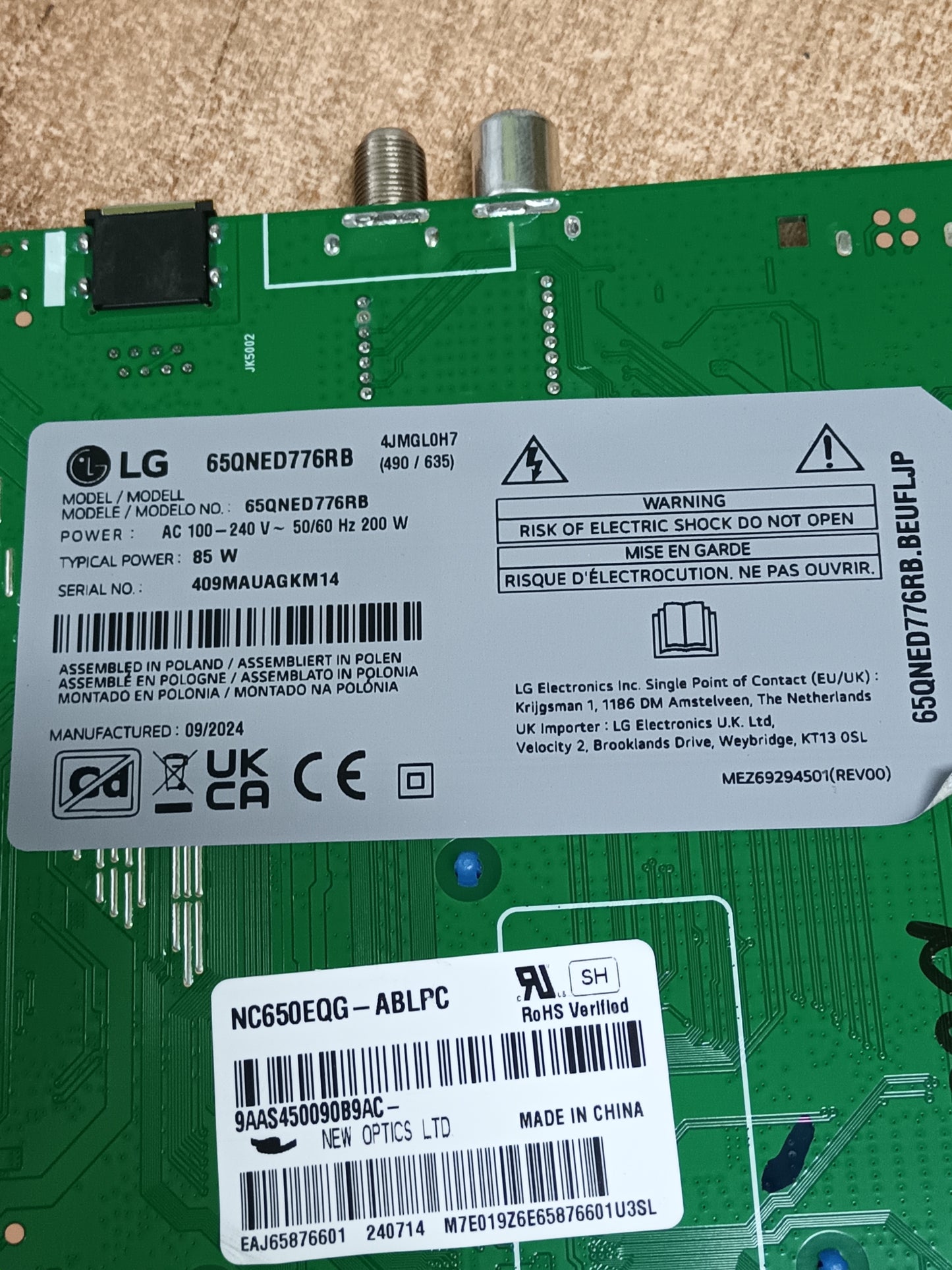 EAX70060404(1.0), de LG65QNED776RB, NUEVA