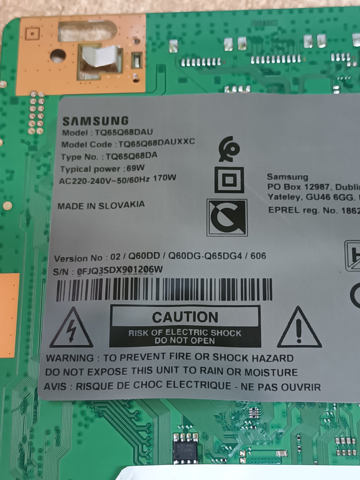 BN94-18324P, de SAMSUNG TQ65Q68DAU, NUEVA