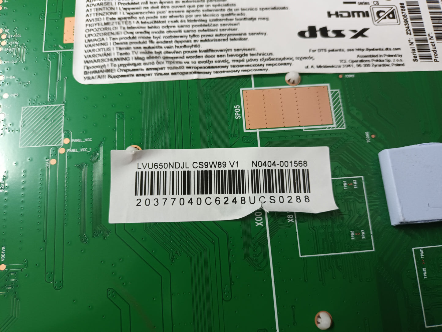 TCL 65C805, componentes NUEVOS