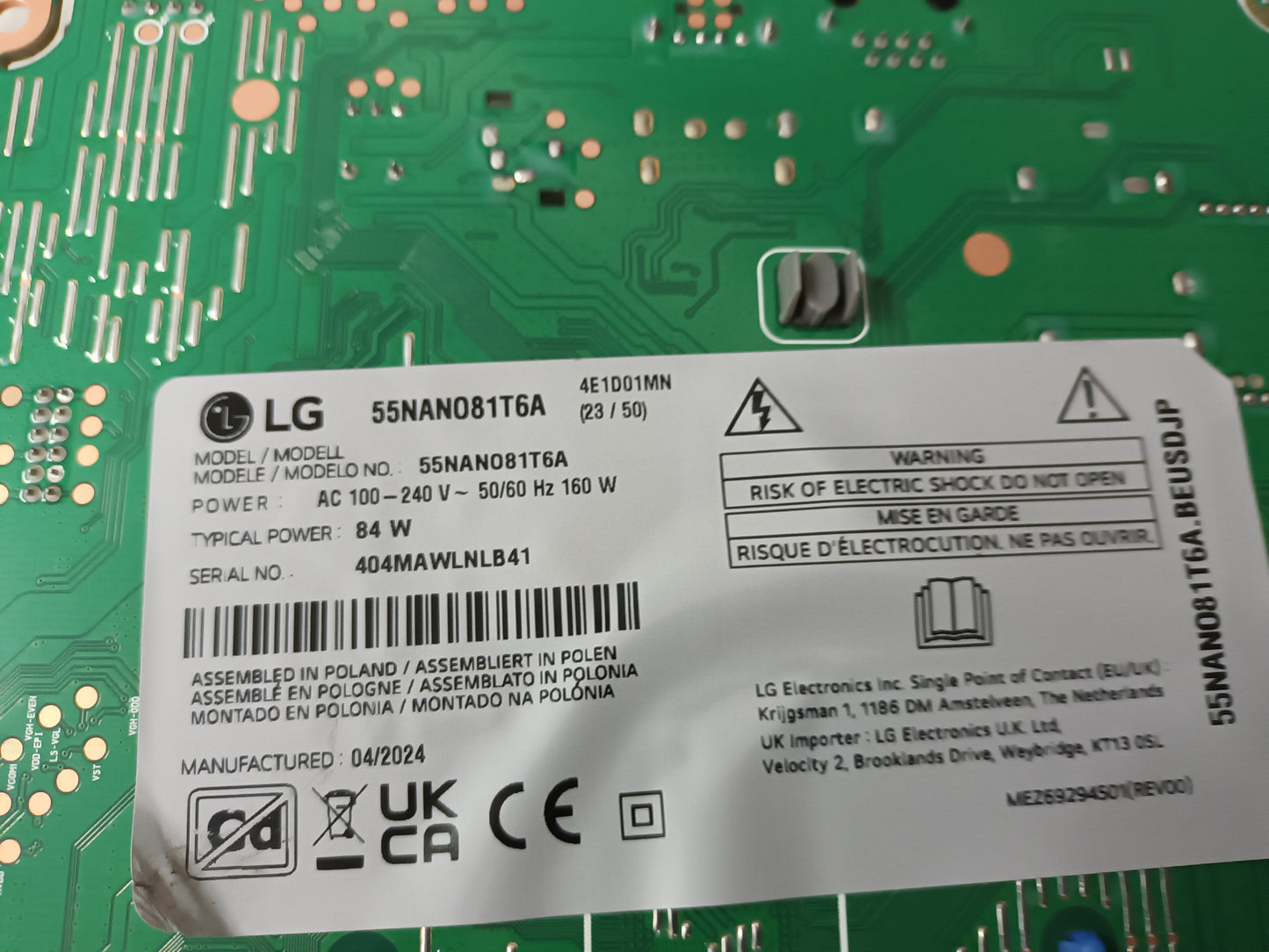 LG55NANO81T6A, componentes NUEVOS