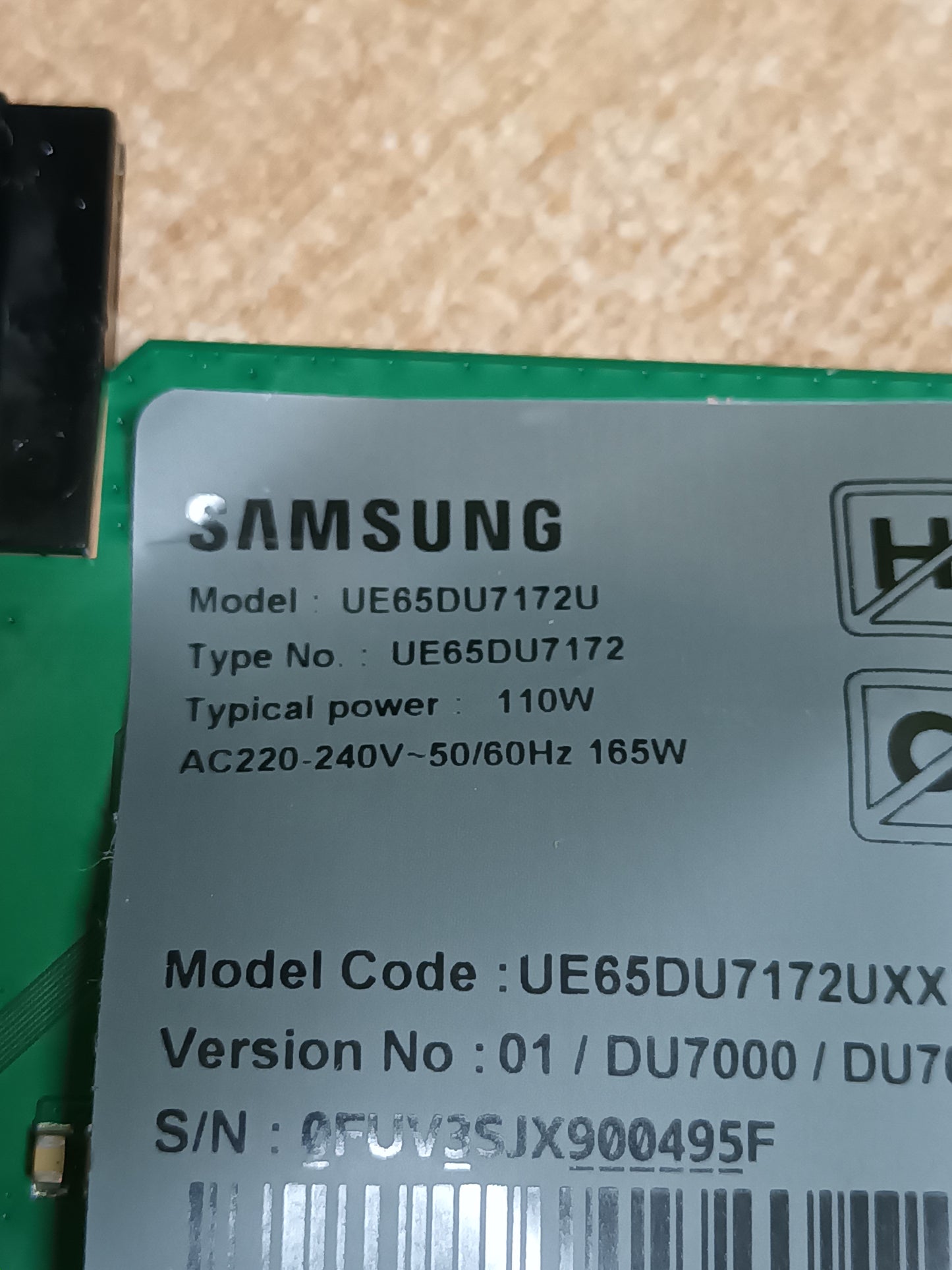 BN44-01268E, de SAMSUNG UE65DU7172U, NUEVA