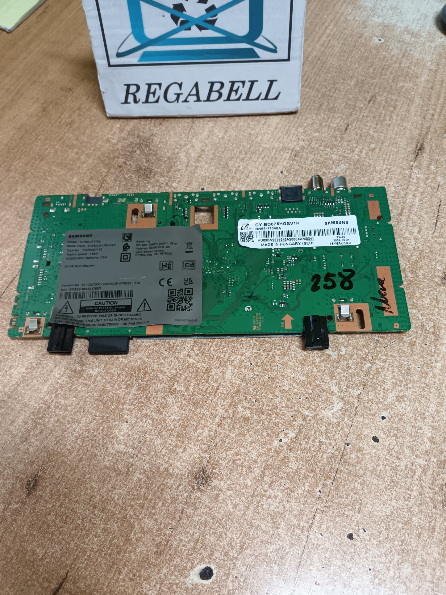 Placa main, BN96-58724P, de tv SAMSUNG TU75DU7175U, NUEVA SIN USAR,