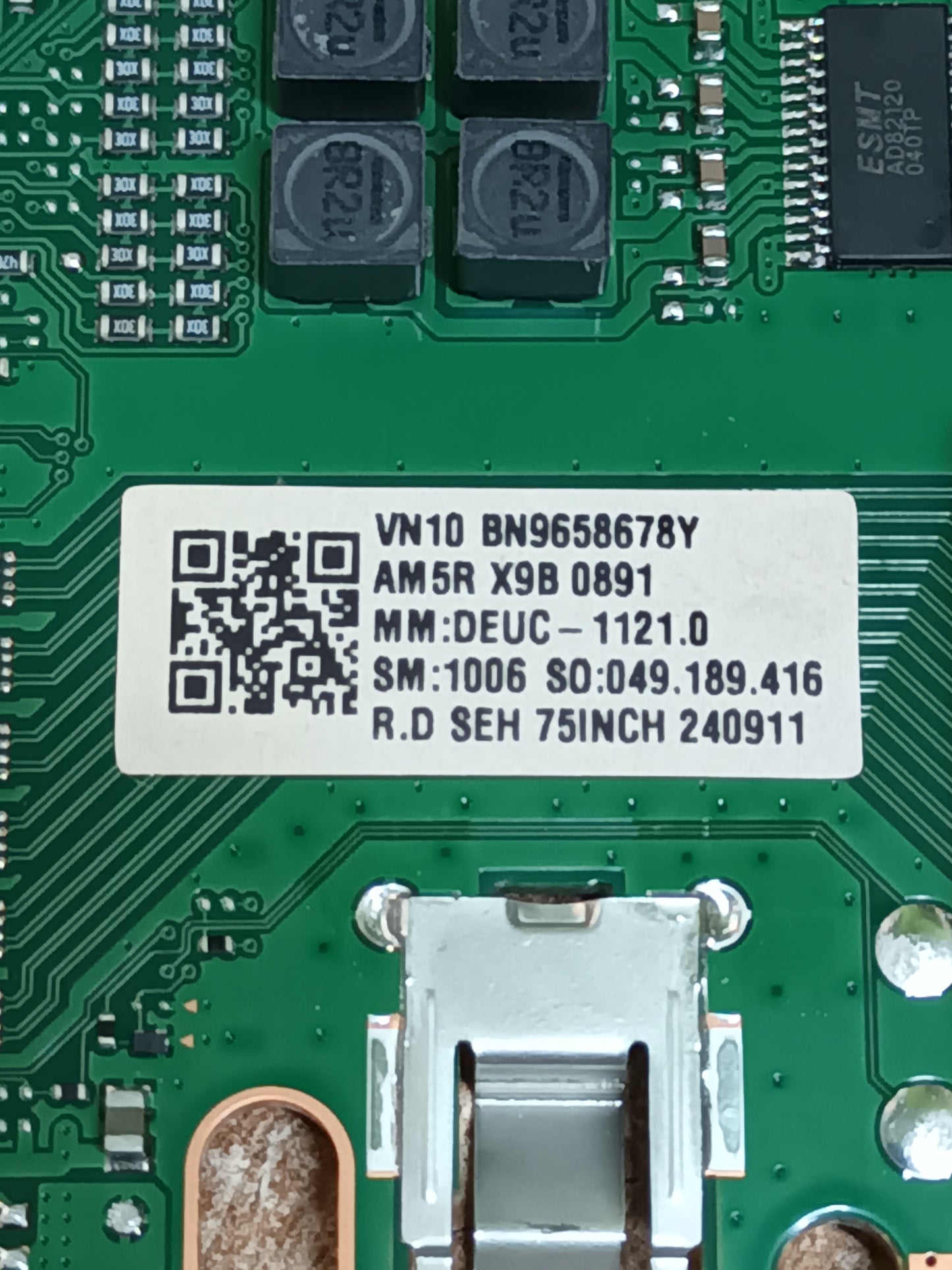 Placa main, BN96-58678Y, de tv SAMSUNG TU75DU7175U, NUEVA SIN USAR