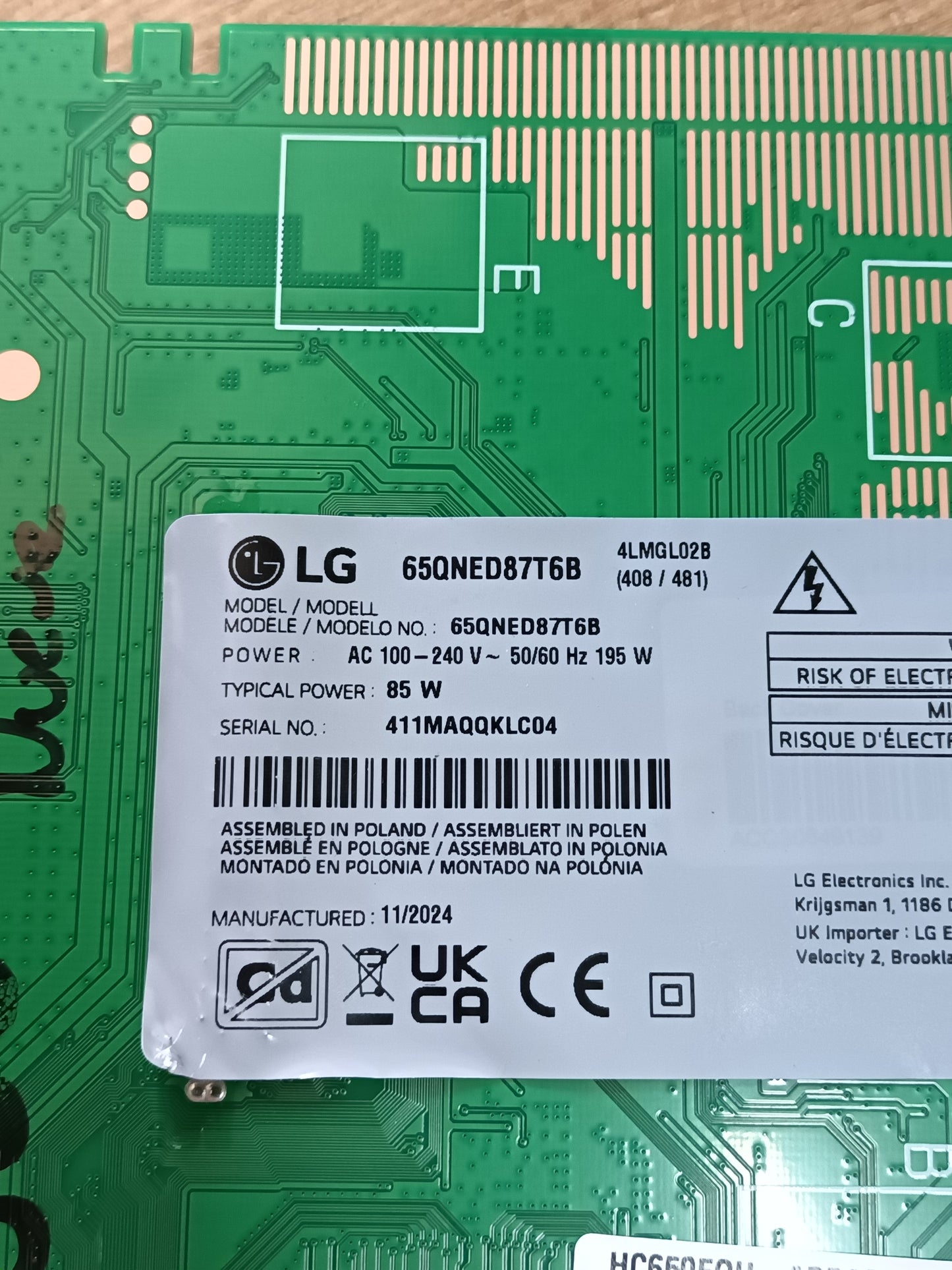 EAY6589542T, de LG65QNED87T6B, NUEVA,
