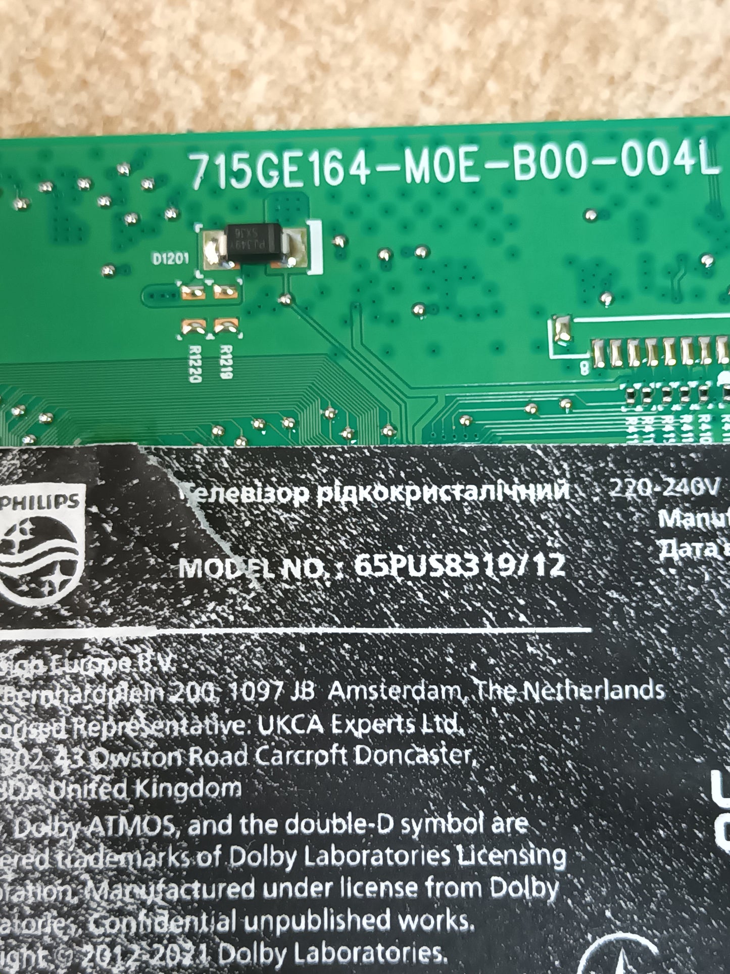 715GE164-M0E-B00-004L, de PHILIPS 65PUS8319/12, NUEVA