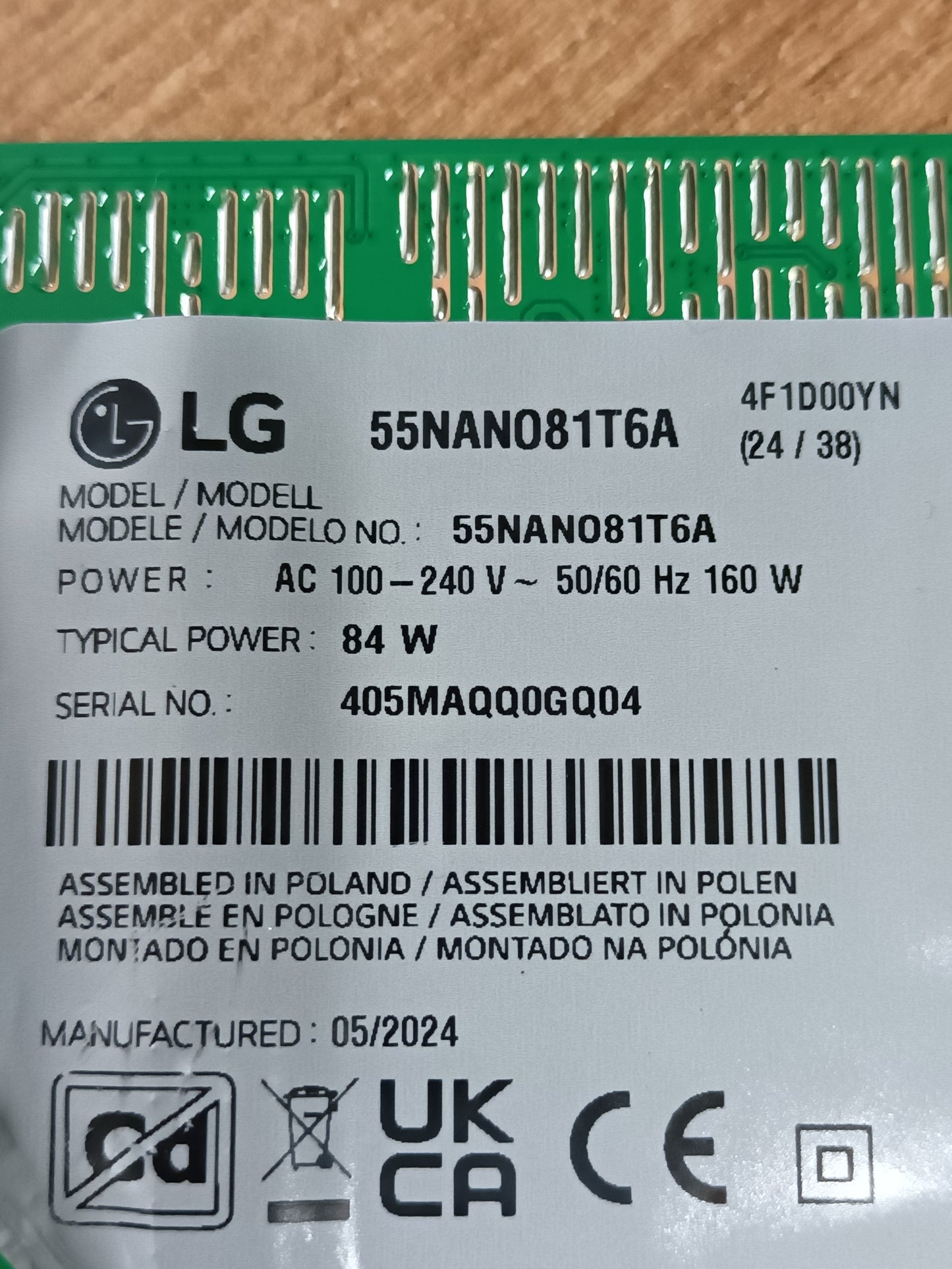 EAY69501704(1.0), de LG55NAN081T6A, NUEVA