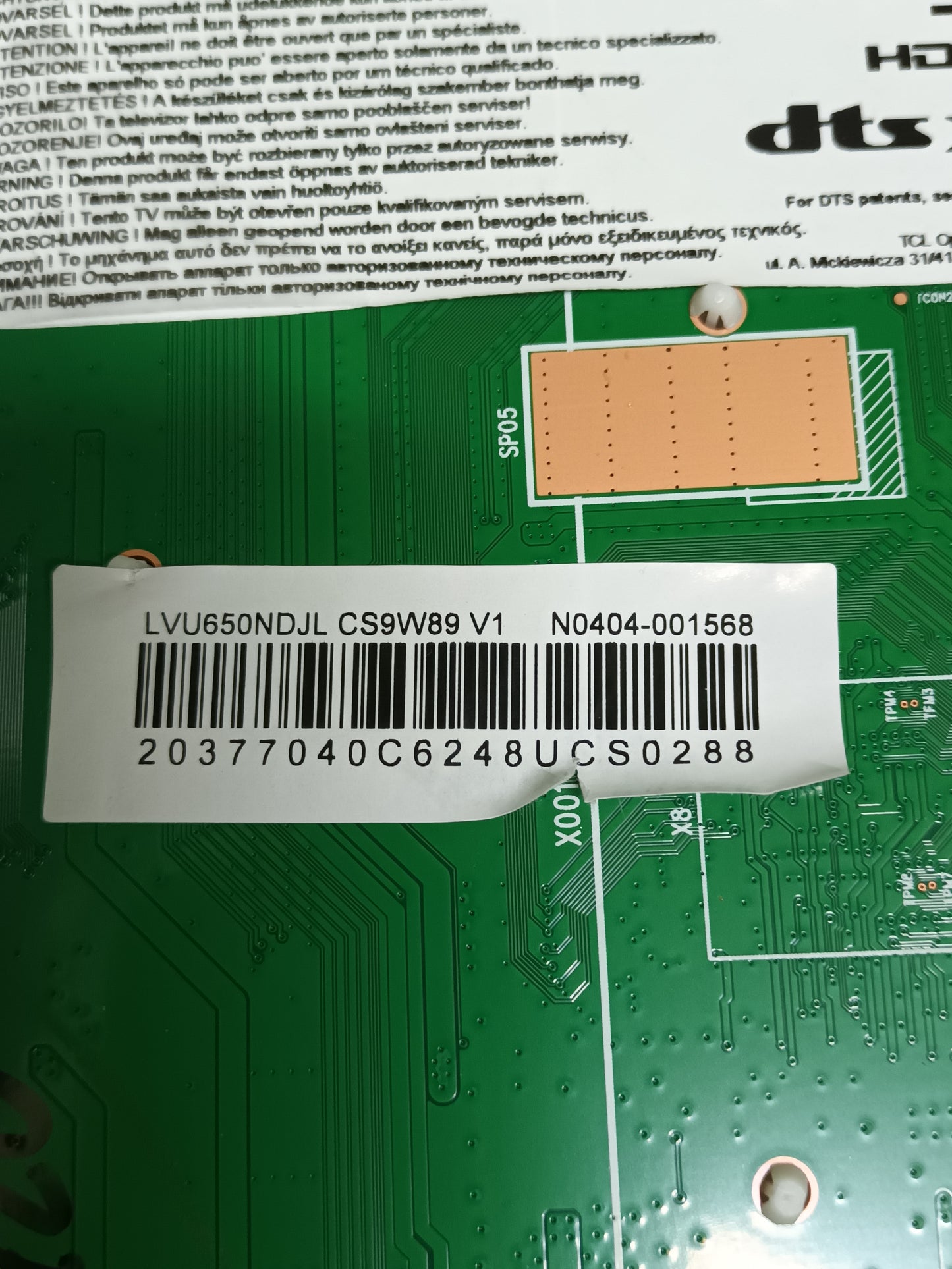 Placa main, 40-M653G1-MAD2HG, , NUEVA SIN USAR, de tv TCL 65C805W1