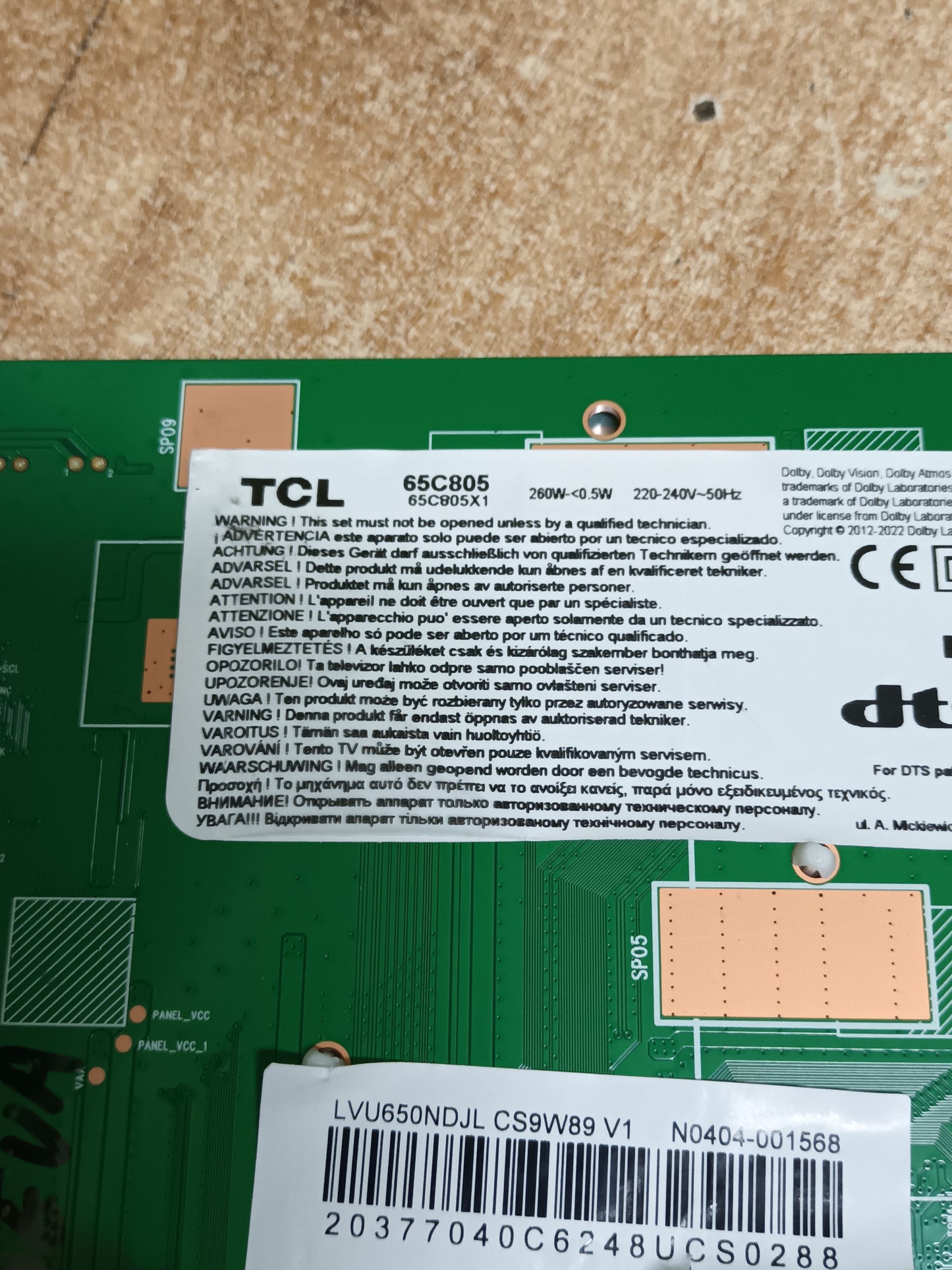 Placa main, 40-M653G1-MAD2HG, , NUEVA SIN USAR, de tv TCL 65C805W1