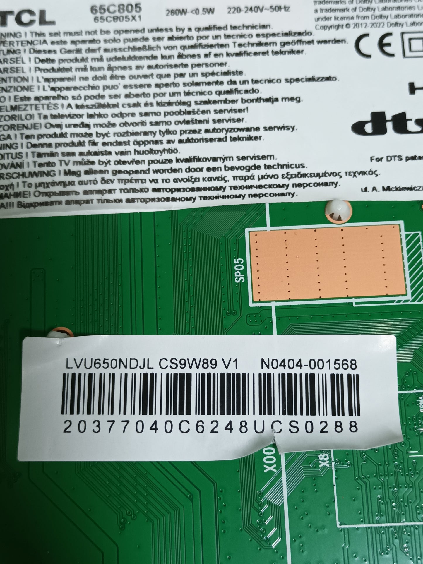 40-75C755-DCB2LG, NUEVA SIN USAR, de TV TCL 65C805X1