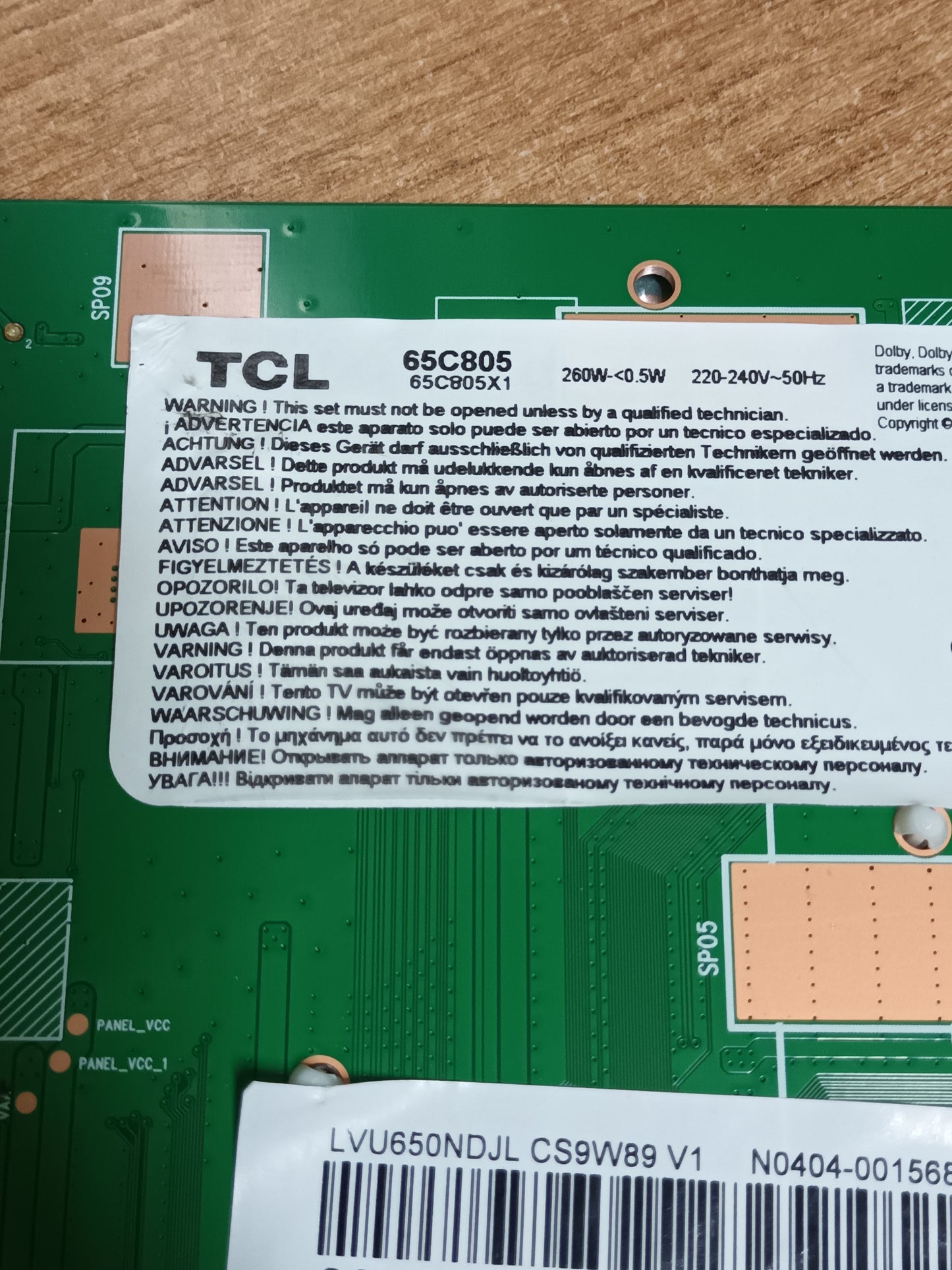 40-75C755-DCB2LG, de TCL 65C805X1, NUEVA