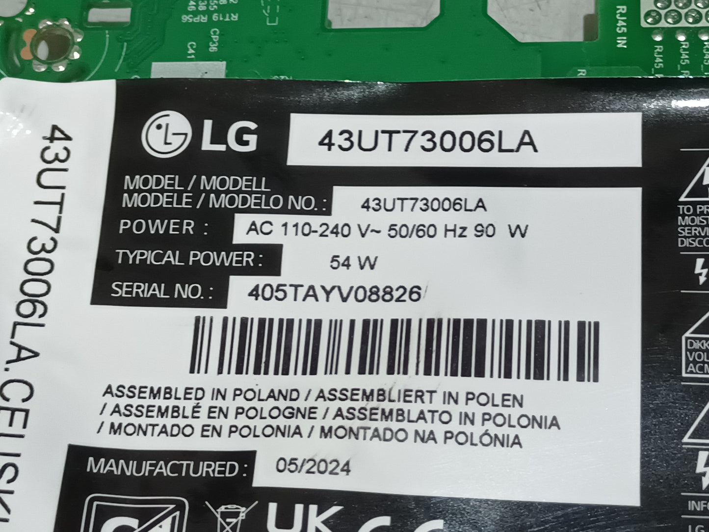 KIT 3 tiras de retroiluminación de LG43UT73006LA