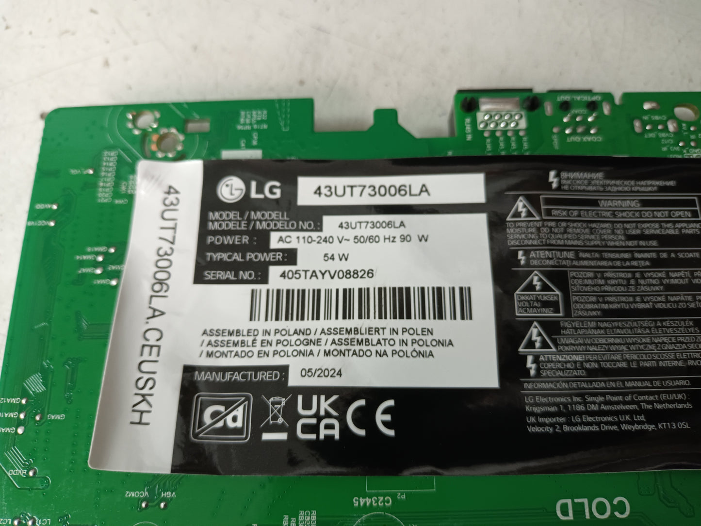 LG43UT73006LA, componentes NUEVOS
