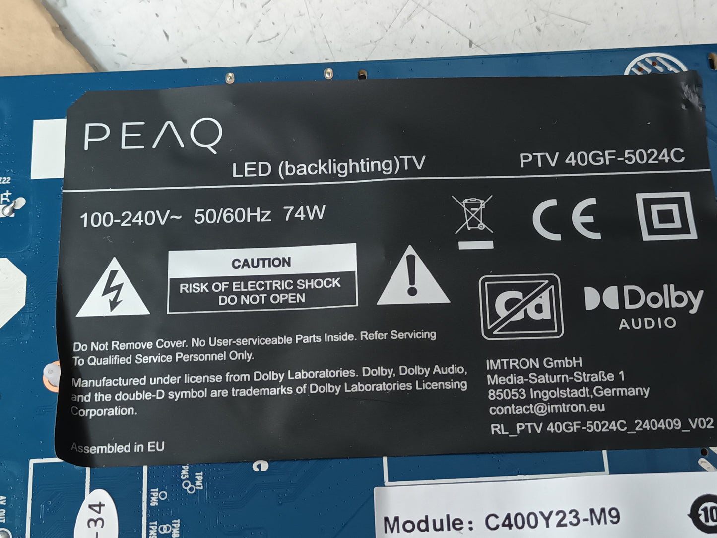 KIT 3 tiras de retroiluminación de PEAQ PTV-40GF-5024C