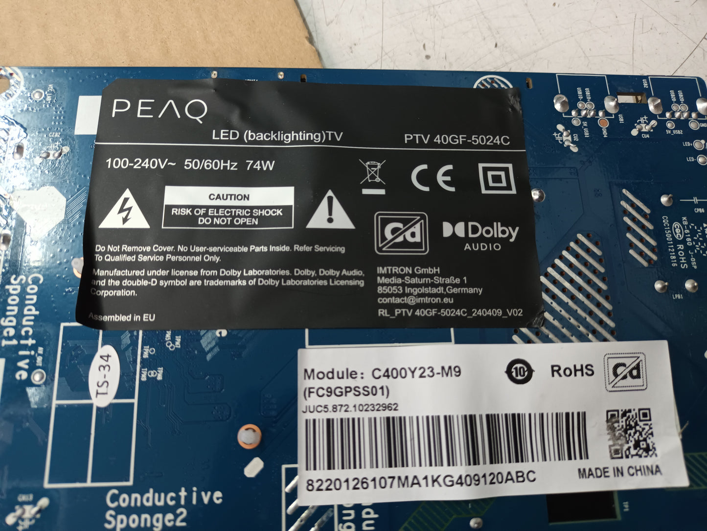 PEAQ PTV-40GF-5024C, componentes nuevos, (ref-163)