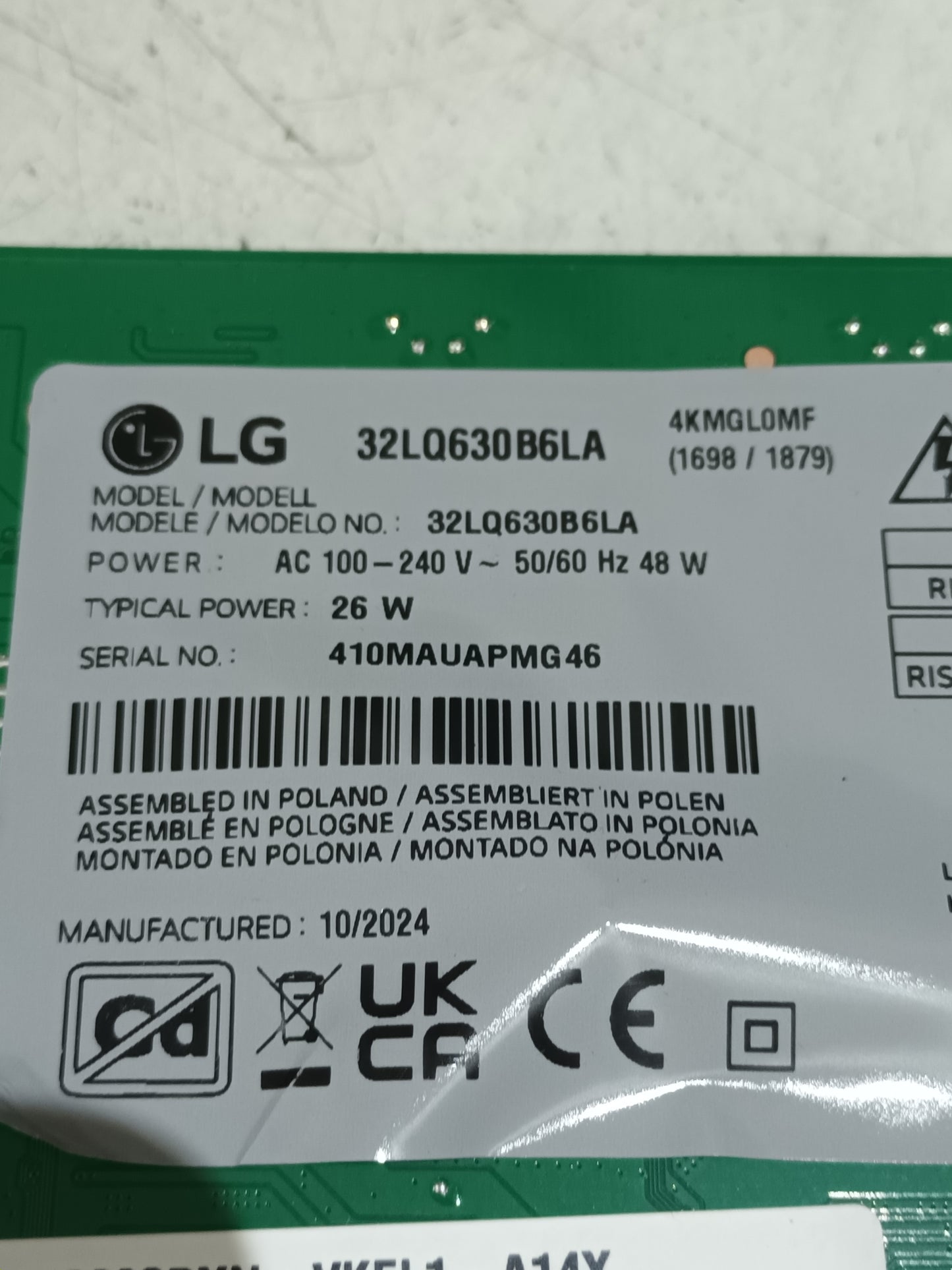 KIT 1 tira de retroiluminación de LG32LQ630B6LA