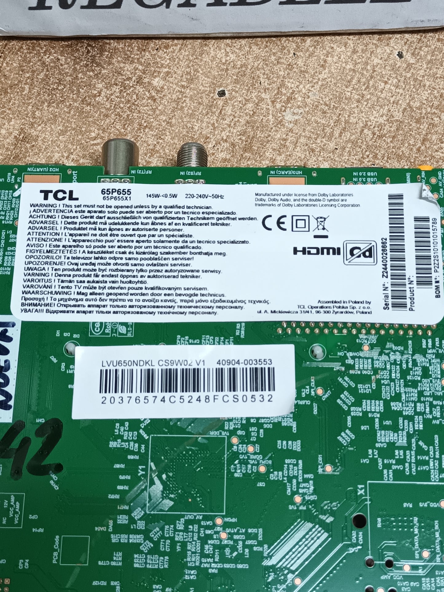 TCL 65P655, componentes de tv NUEVOS, (ref-165)