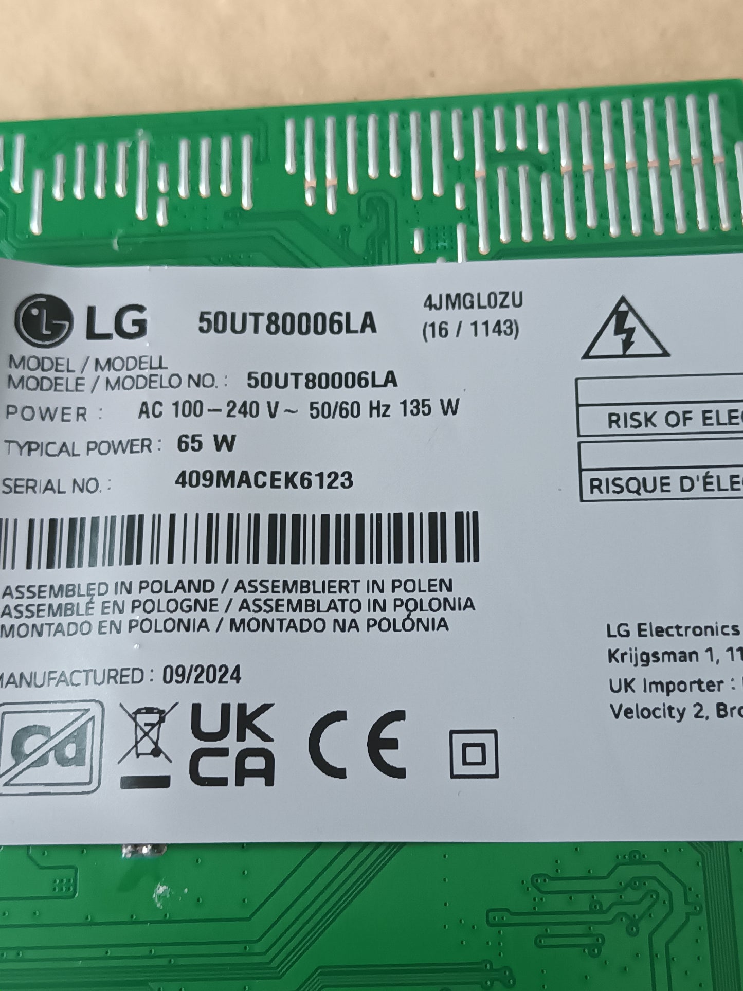 KIT 6 tiras de retroiluminación de LG50UT80006LA