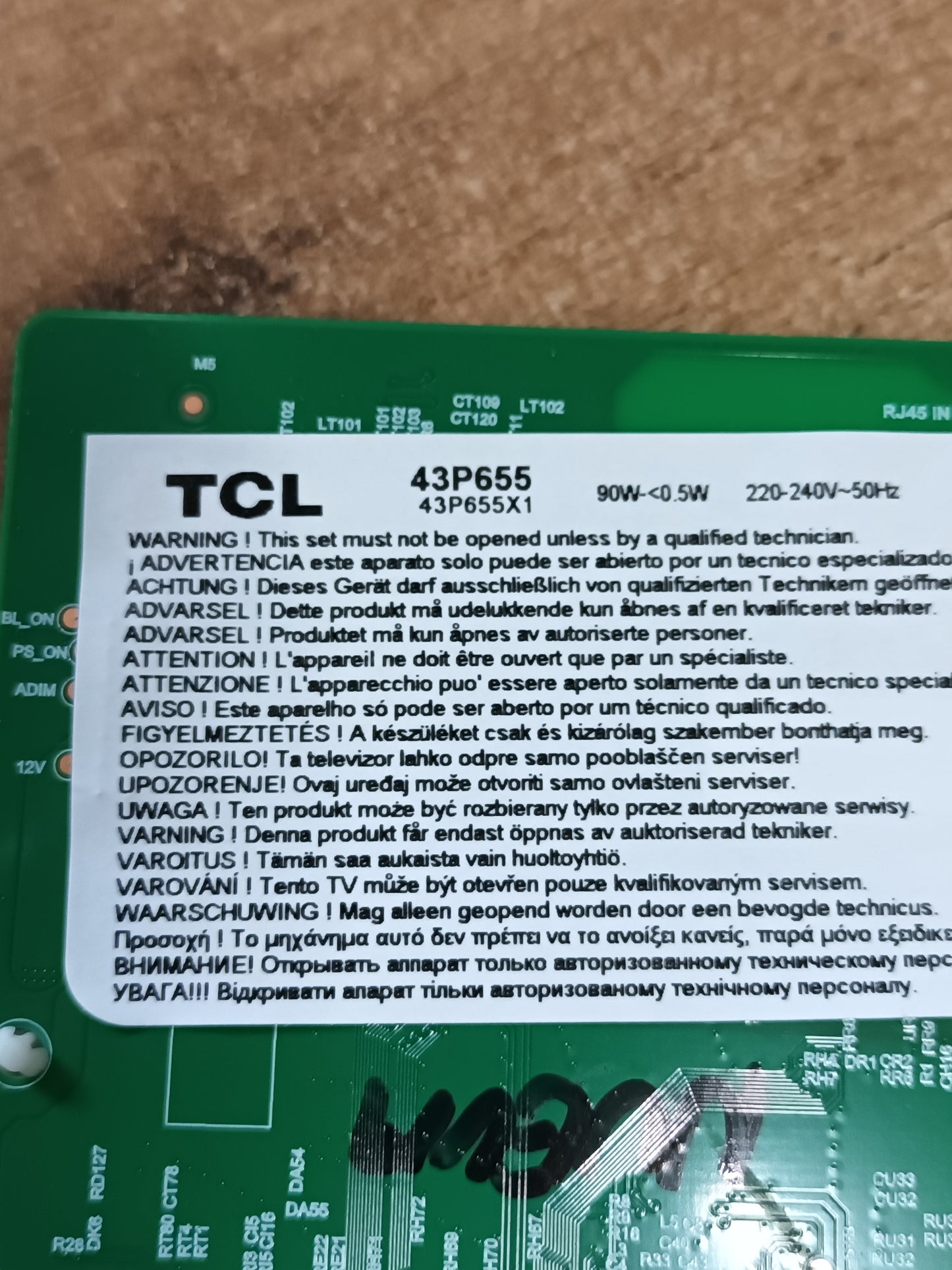 PW.A100W2.772, de TCL 43P655, nueva