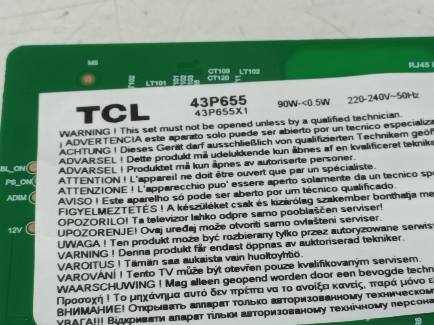 KIT 1 tira de retroiluminación de TCL 43P655