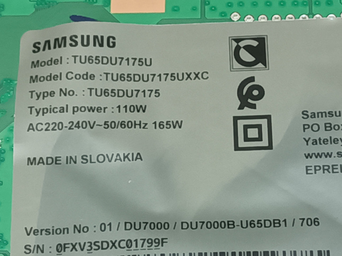 KIT 6 tiras de retroiluminación de SAMSUNG TU65DU7175U