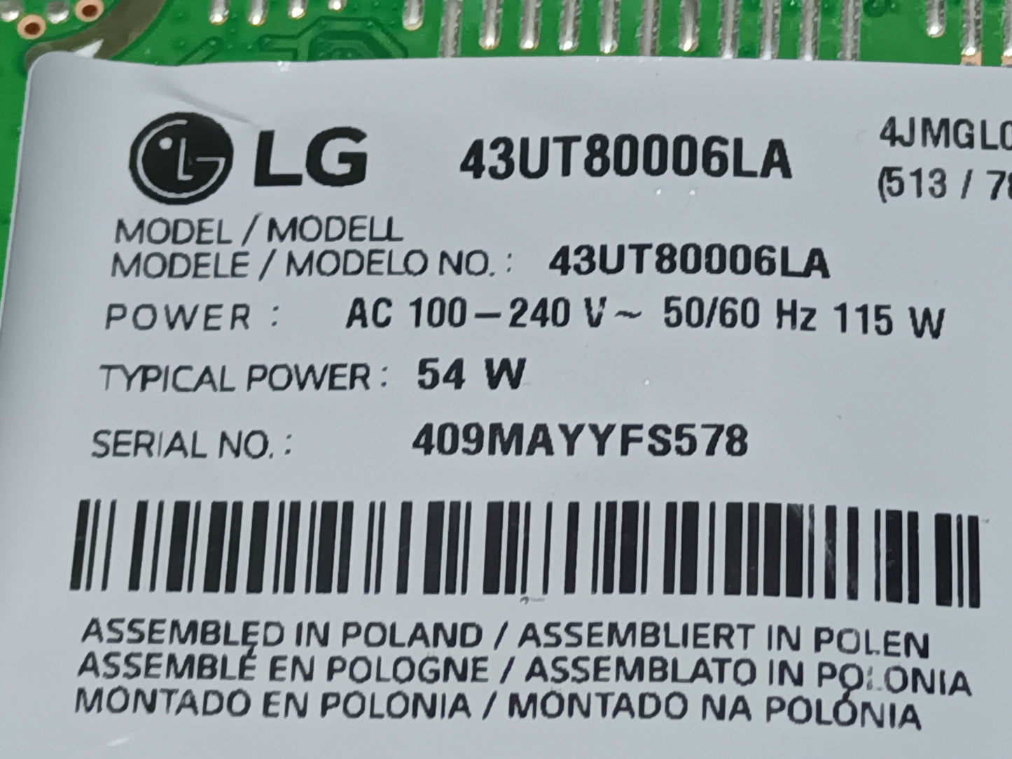KIT 5 tiras de retroiluminación NUEVA desmontadas de LG43UT80006LA REF.264