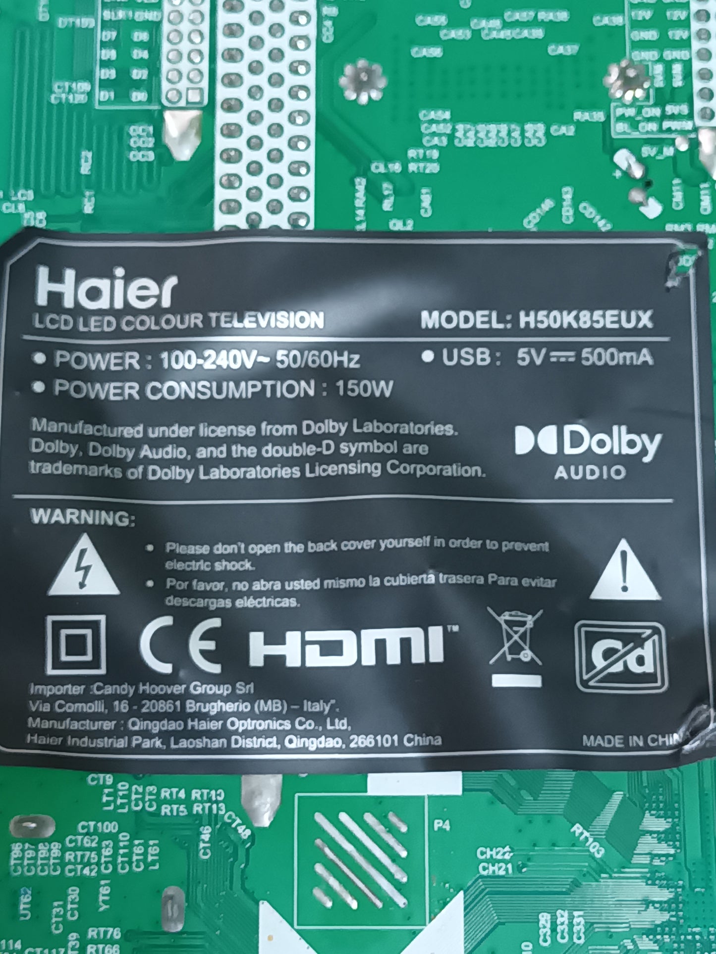 HU682KCG4E1-A V1.0, NUEVA SIN USAR, de TV HAIER H50K85EUX,