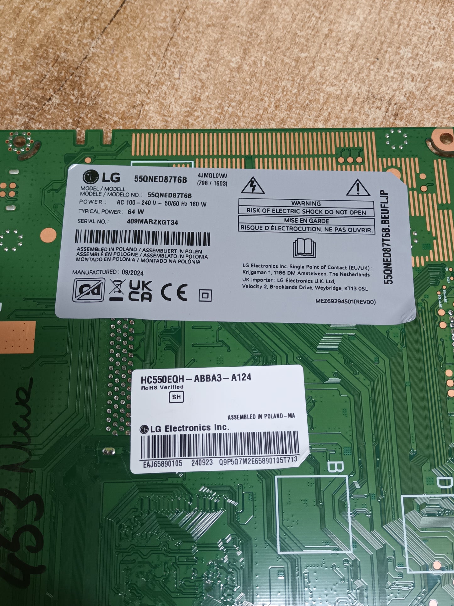 Placa main, EAX70111904(1.1), de tv LG55QNED87T6B, NUEVA SIN USAR,,
