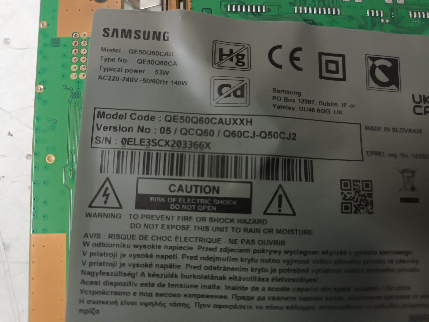 SAMSUNG QE50Q60CAU, componentes NUEVOS