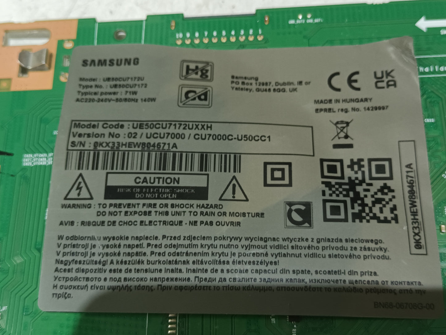 SAMSUNG UE50CU7172U, componentes NUEVOS