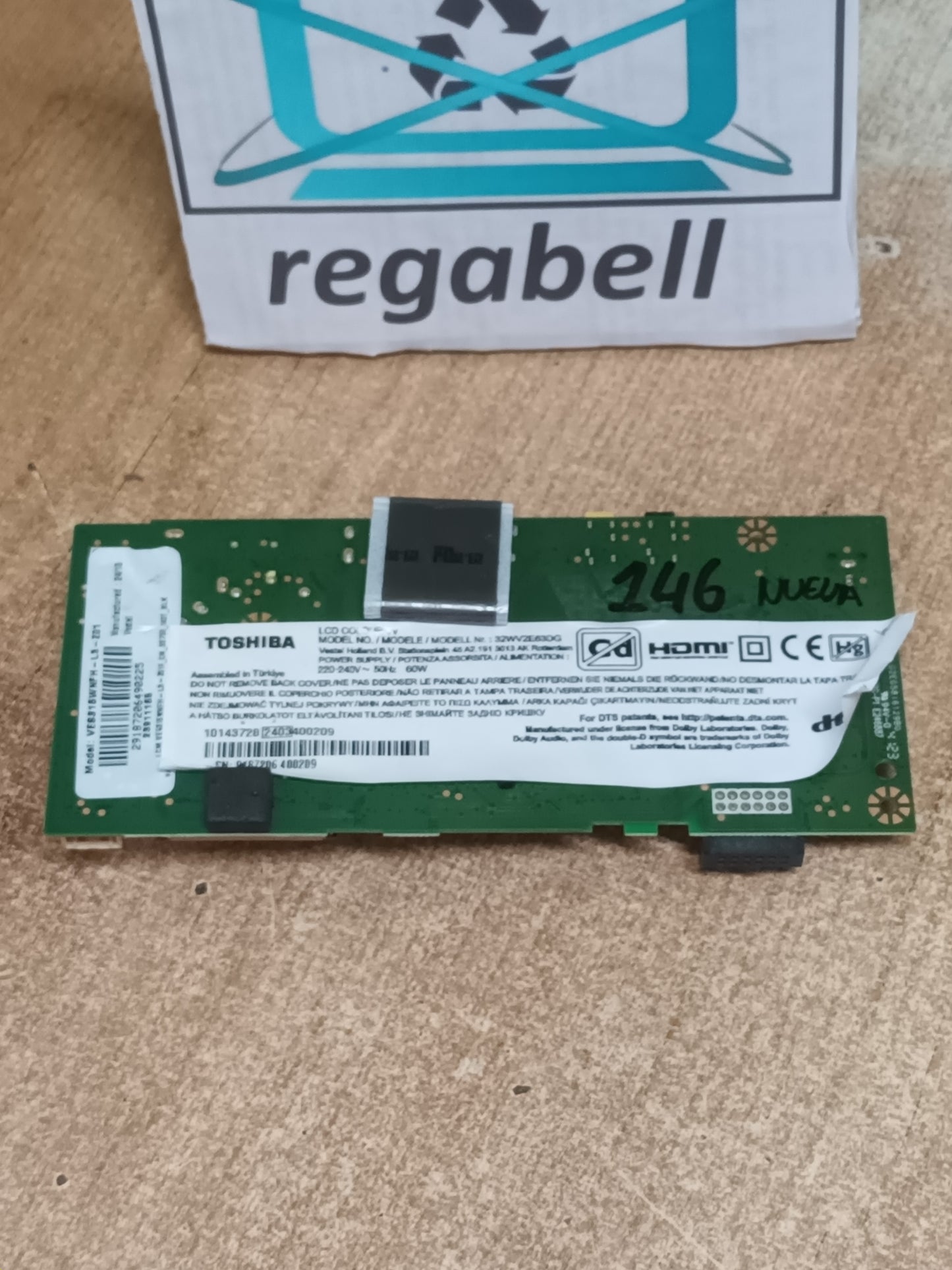 Placa main, 17MB181V, de tv TOSHIBA 32WV2E63DG, NUEVA SIN USAR,