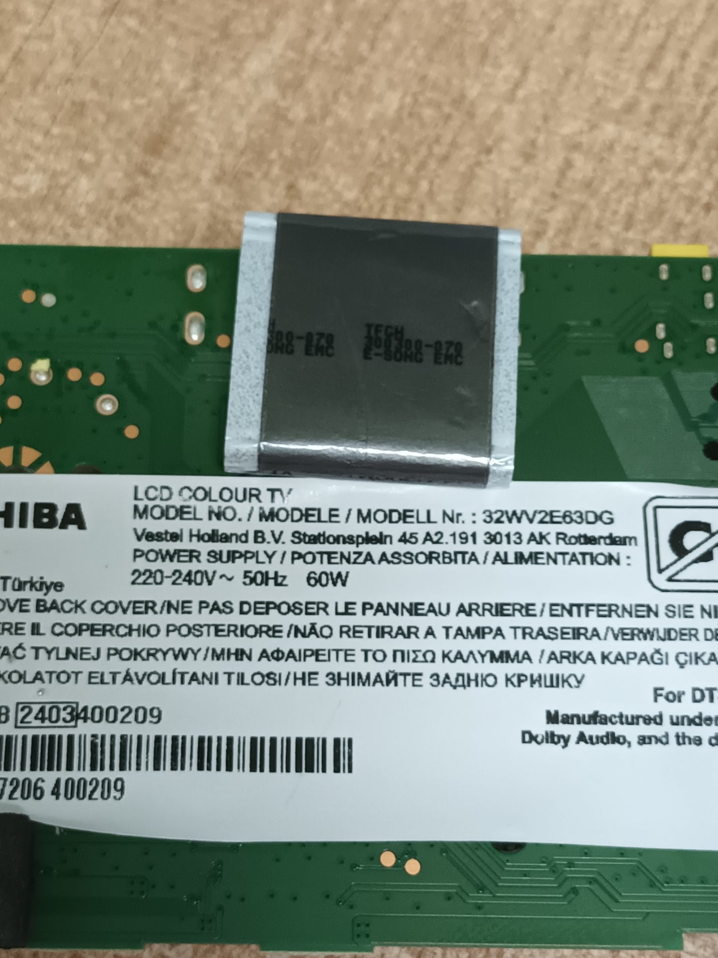 Placa main, 17MB181V, de tv TOSHIBA 32WV2E63DG, NUEVA SIN USAR,