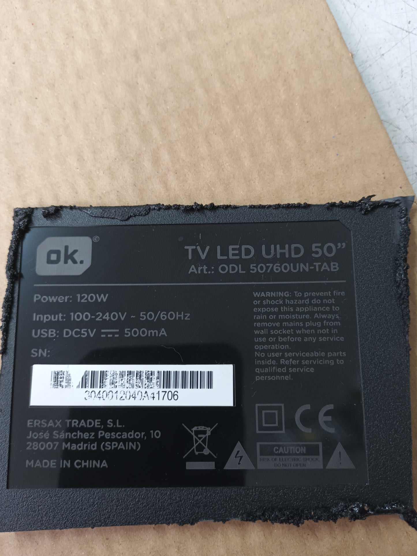 PLACA MAIN, MS68860-ZC01-01, de tv OK ODL 50760UN-TAB, nueva sin usar,