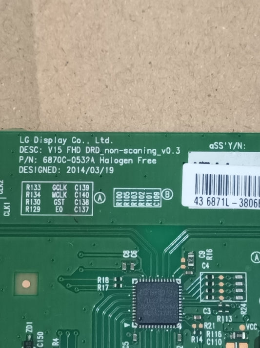 PLACA T-COM, 6870C-0532A, desmontada de TV LG43Lk5900,