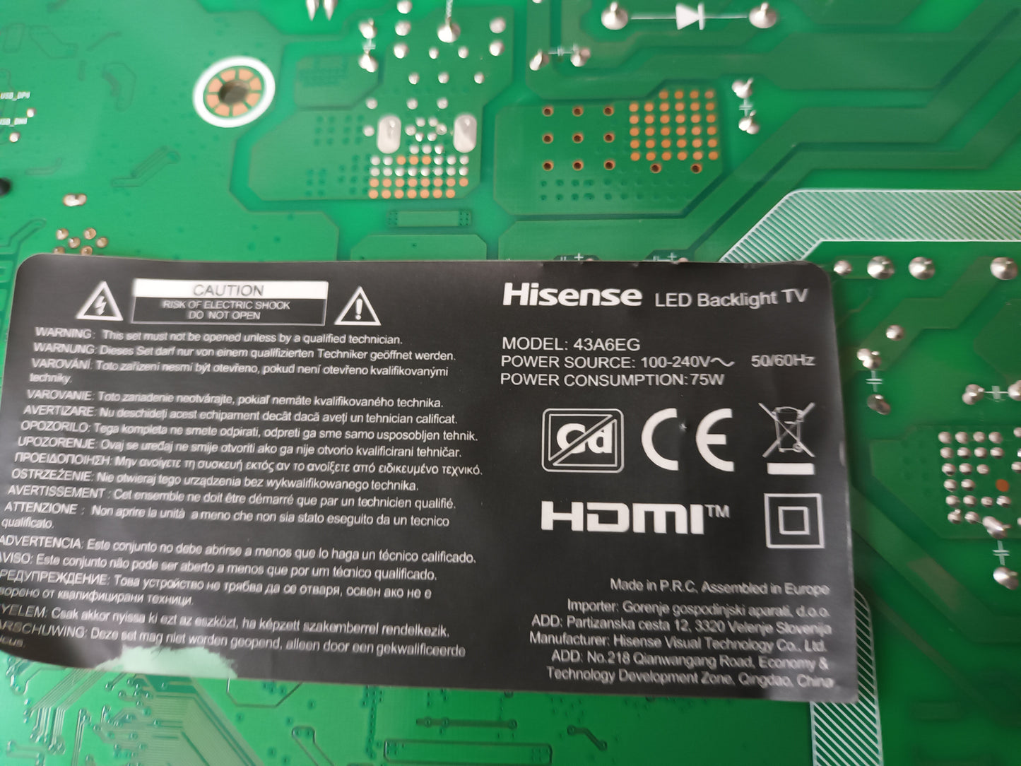 HISENSE 43A6EG, componentes NUEVOS, (ref-178)