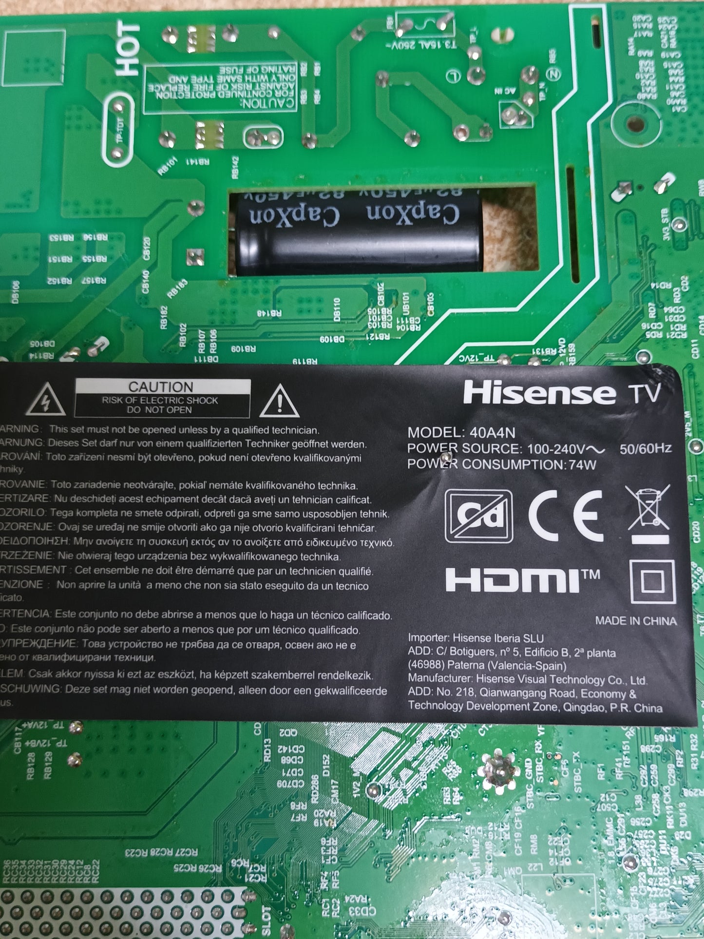 Placa main, TPD.NT72690T.PB702 (T), de tv HISENSE40A4N, NUEVA SIN USAR,