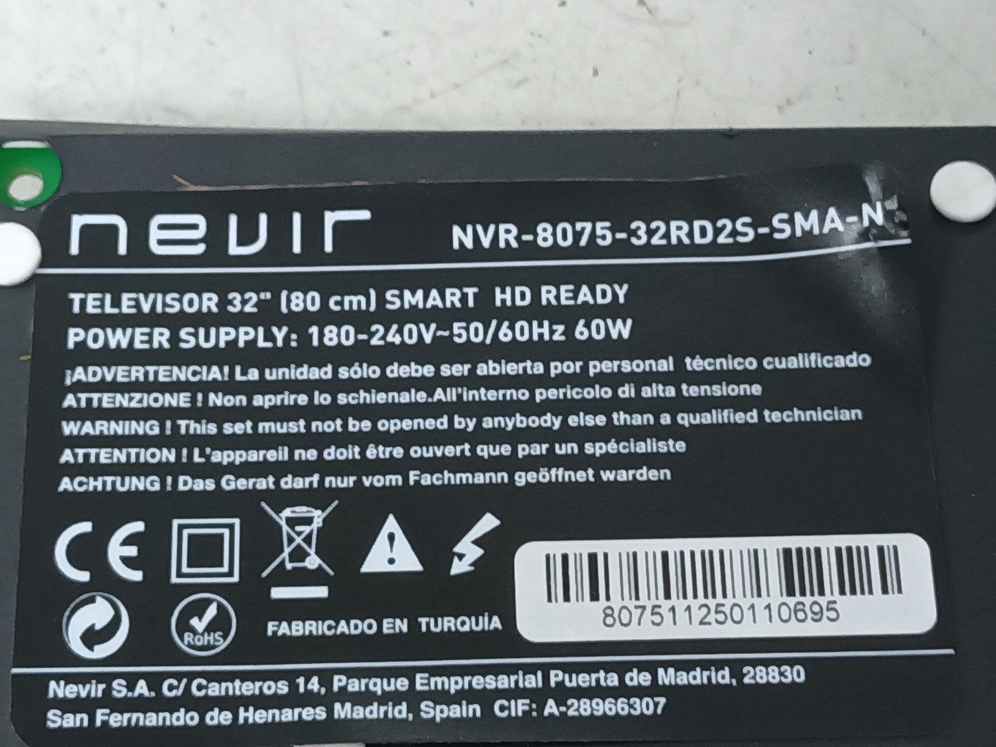KIT 2 tiras de retroiluminación de NEVIR NVR-8075-32RD2S-SMA