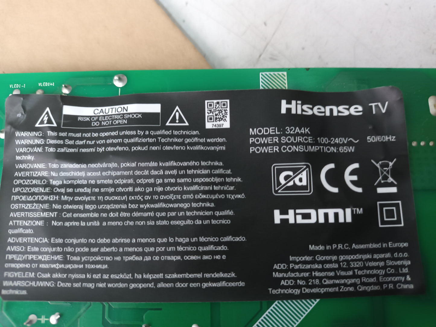 HISENSE 32A4K, KIT TIRA DE LED, (ref,192)