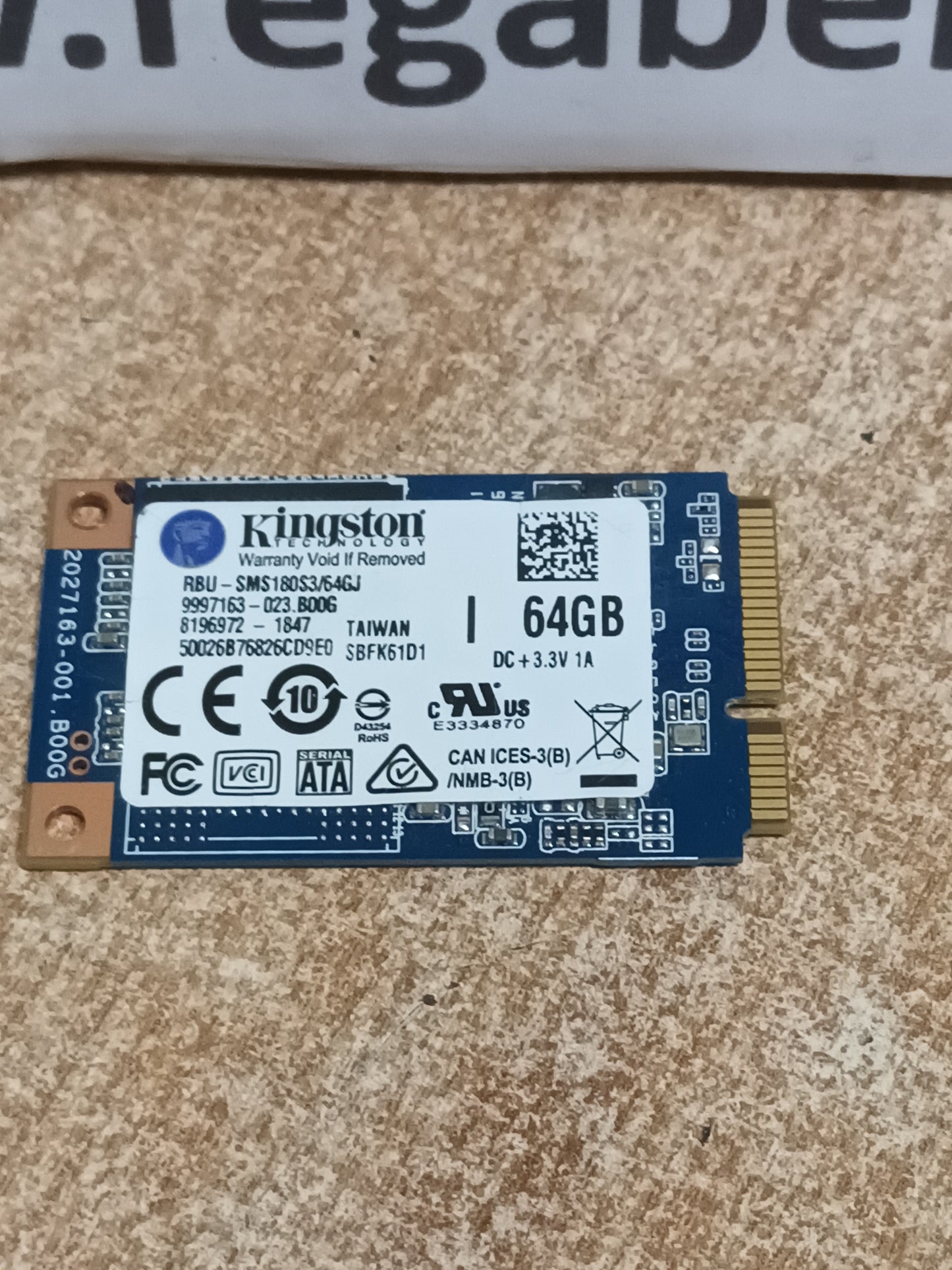 Disco Duro Kingston SSD mSATA de 64 GB